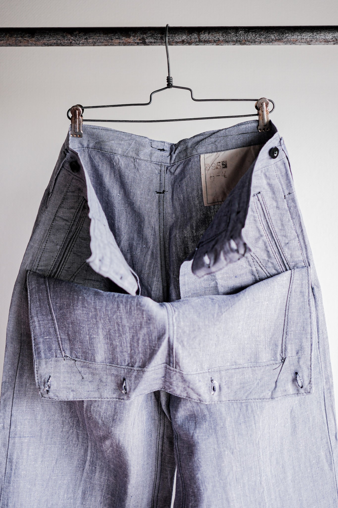 【~50's】French Navy Ramie Linen Sailor Pants Size.C-4 "Dead Stock"