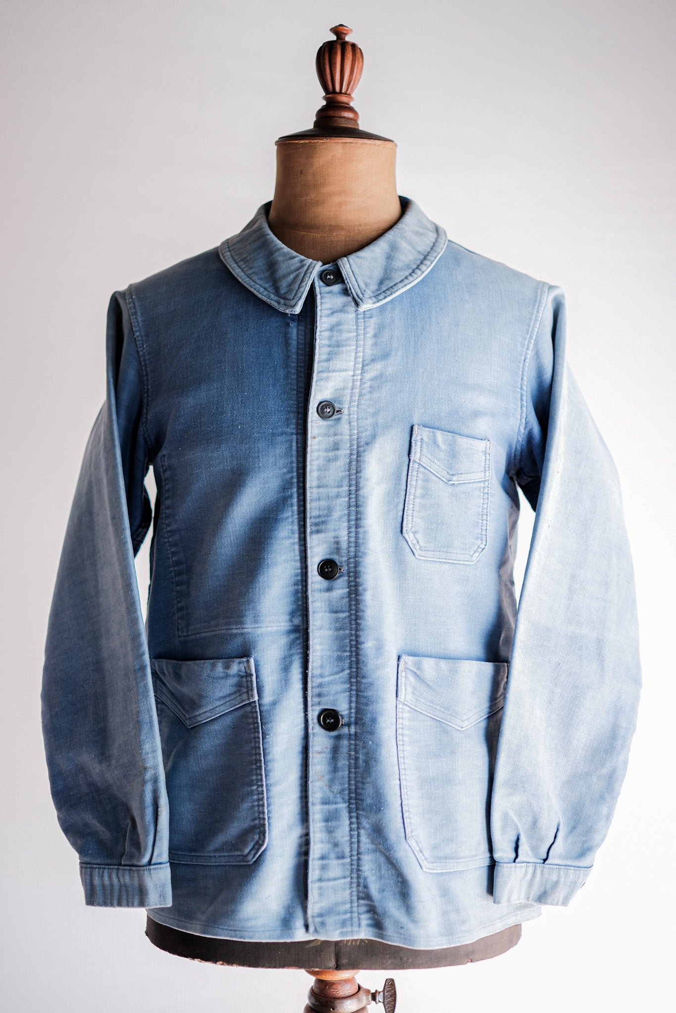 【~40's】French Vintage Blue Moleskin Work Jacket "4 Buttons"