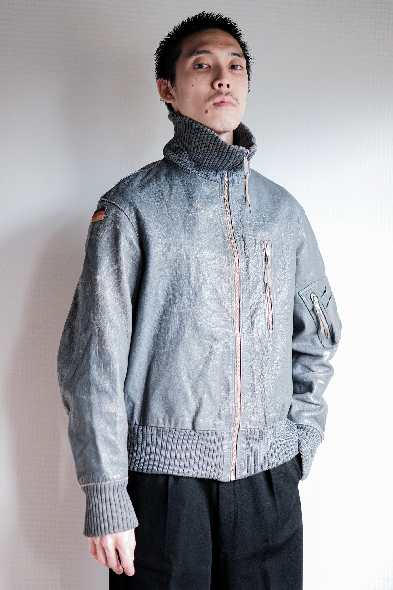 【~70’s】West German Air Force Pilot Leather Jacket Size.3
