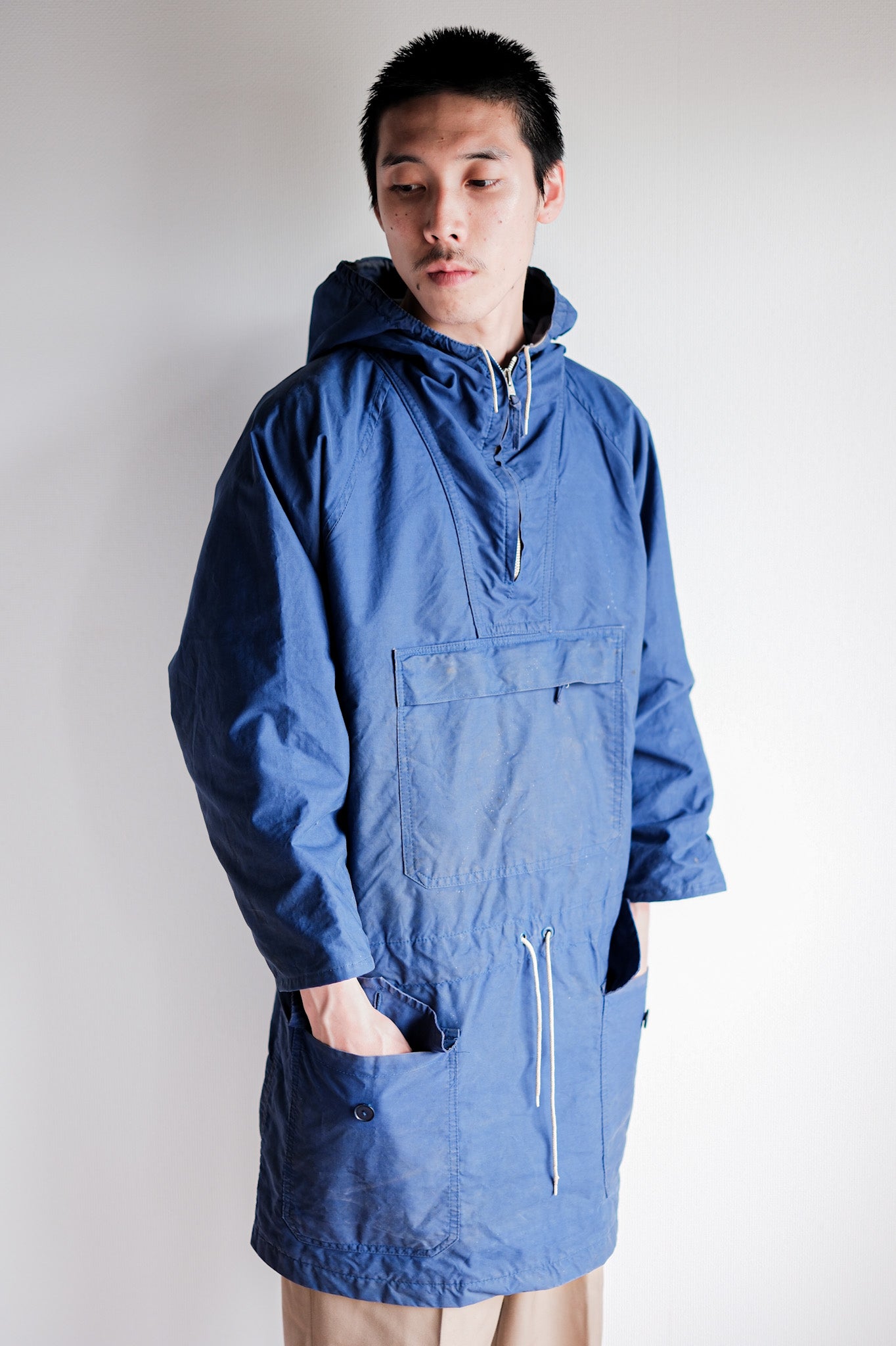 【~60's】British Vintage Blue Ventile Smock Size.LARGE "Blacks Of Greenock"