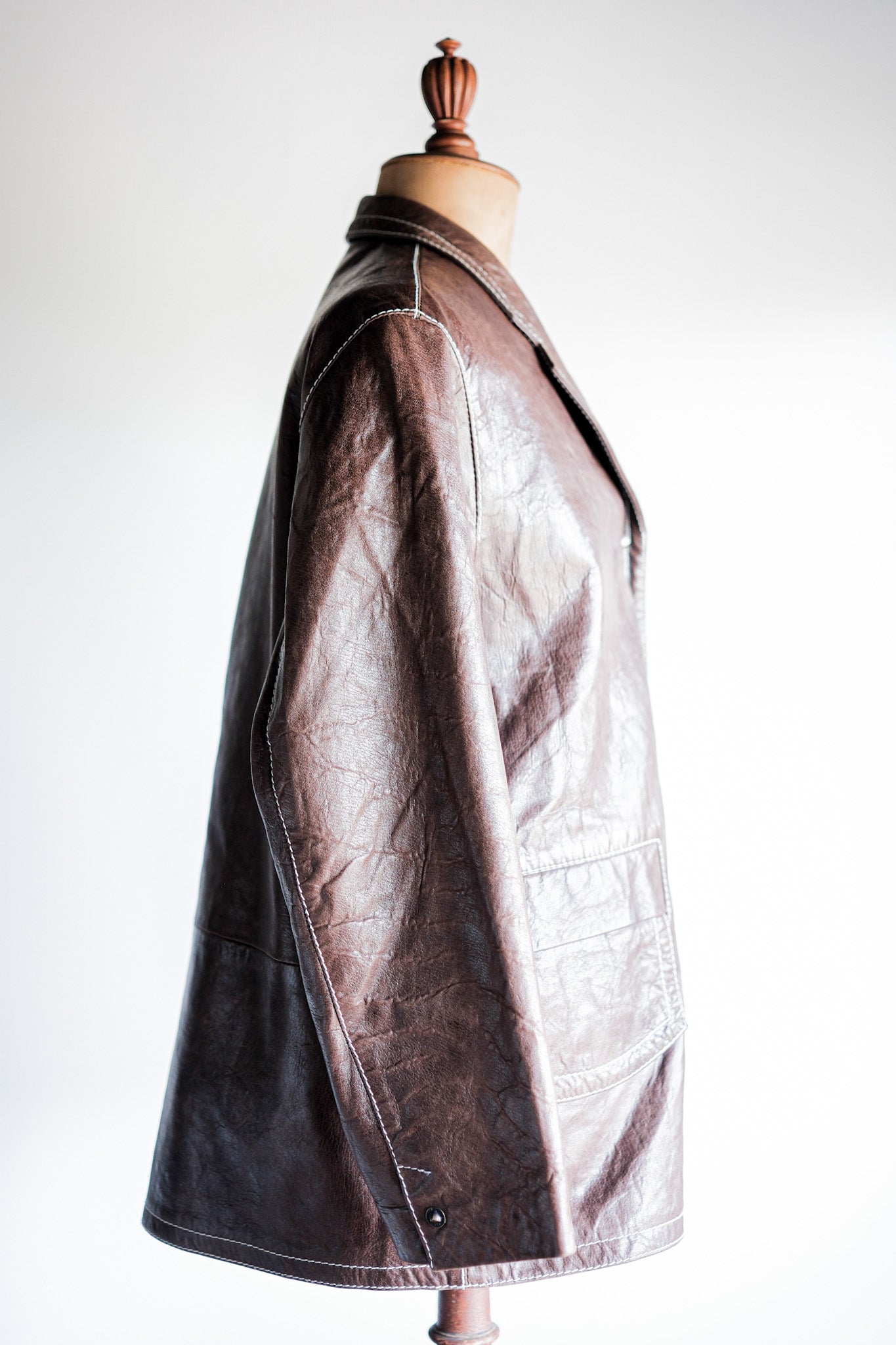 【~90’s】Old ANNE MARIE BERETTA Leather Tailored Jacket Size.T42