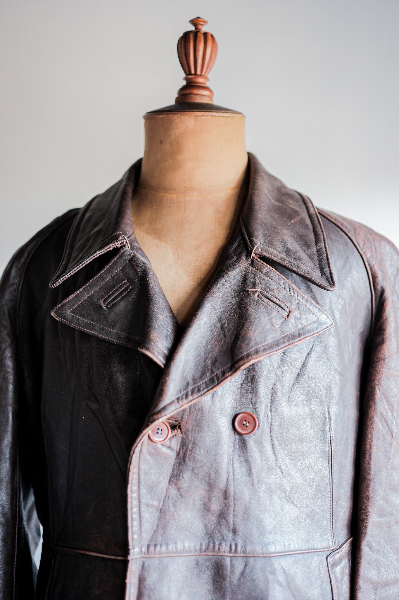 【~50's】French Army Motorcycle Leather Jacket Size.B2