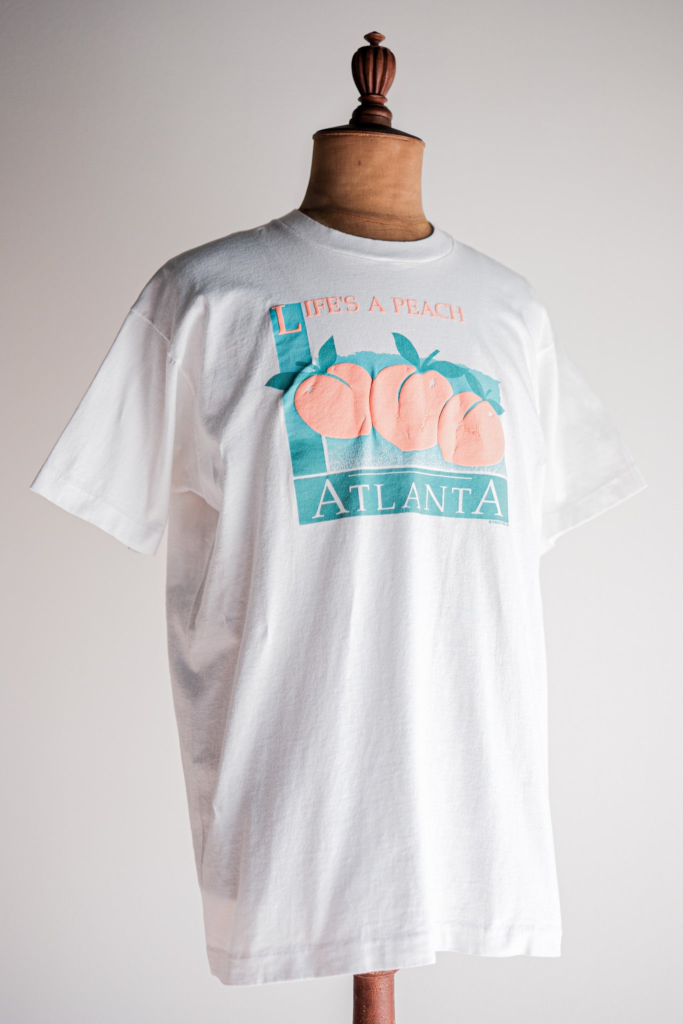 【~90's】Vintage Graphic Print T-shirt Size.XL "LIFE'S A PEACH" "Made in U.S.A."