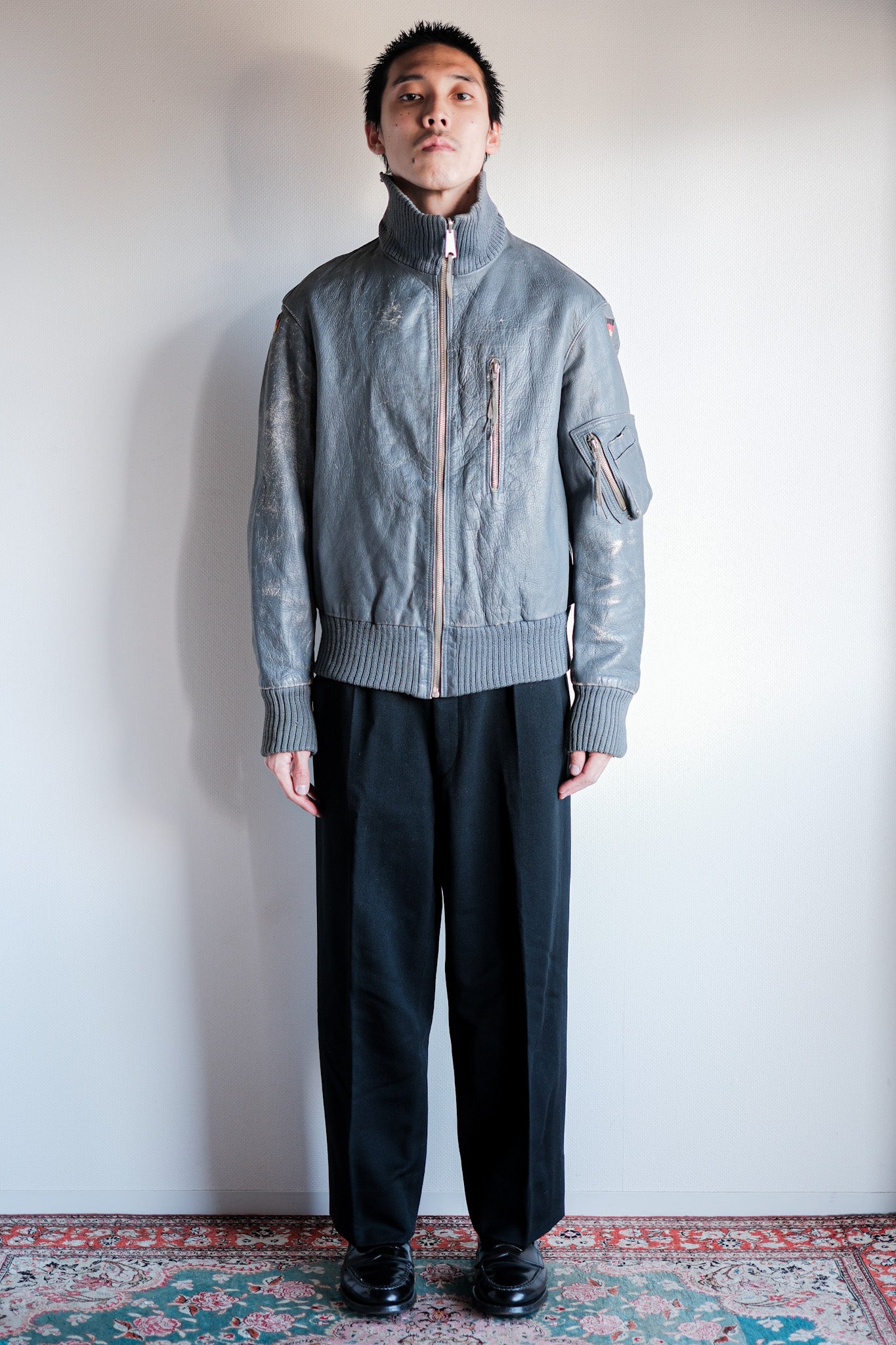 【~70’s】West German Air Force Pilot Leather Jacket Size.3