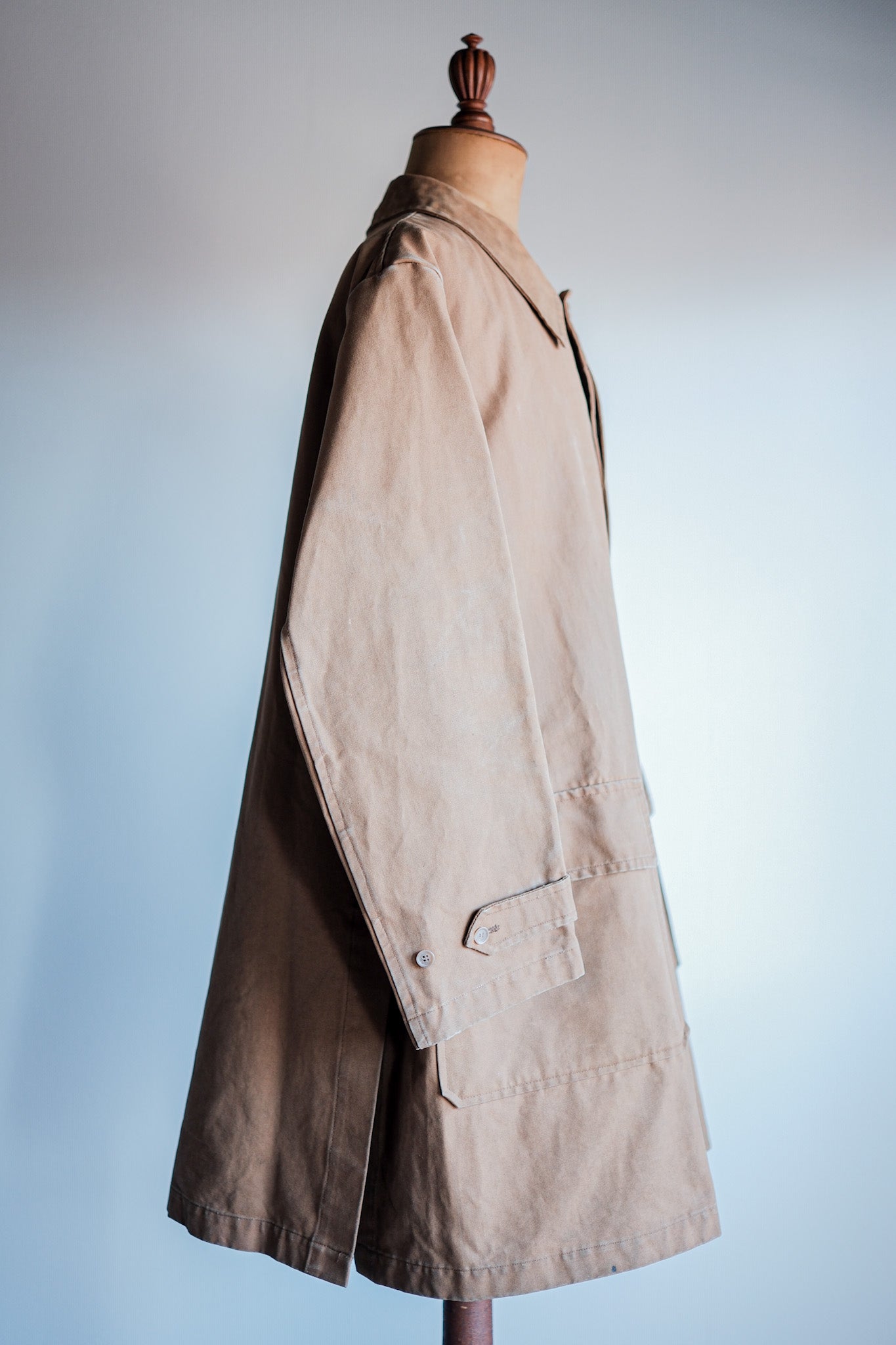 【~40's】French Vintage Cotton Linen Canvas Work Half Coat