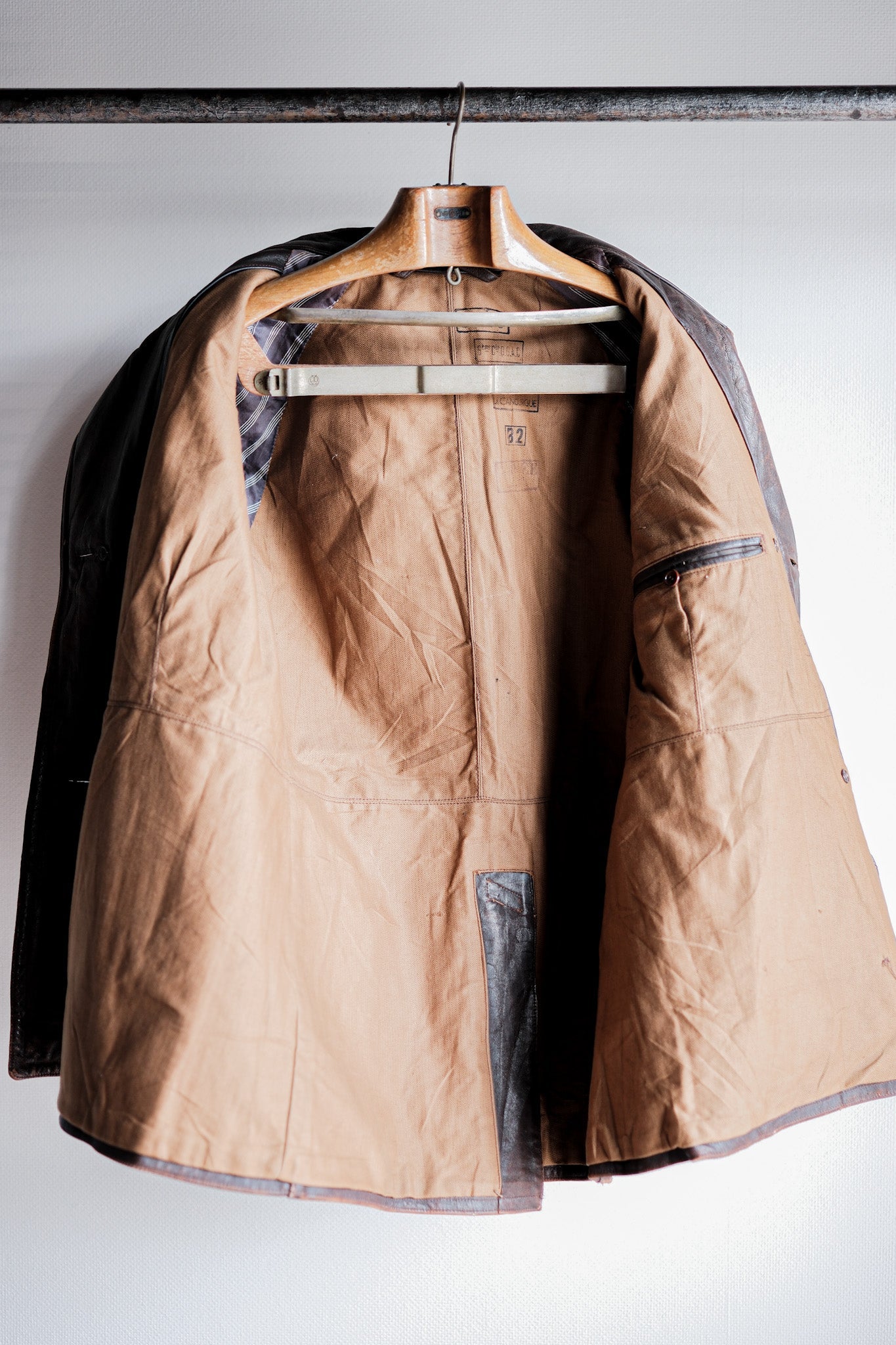 【~50's】French Army Motorcycle Leather Jacket Size.B2