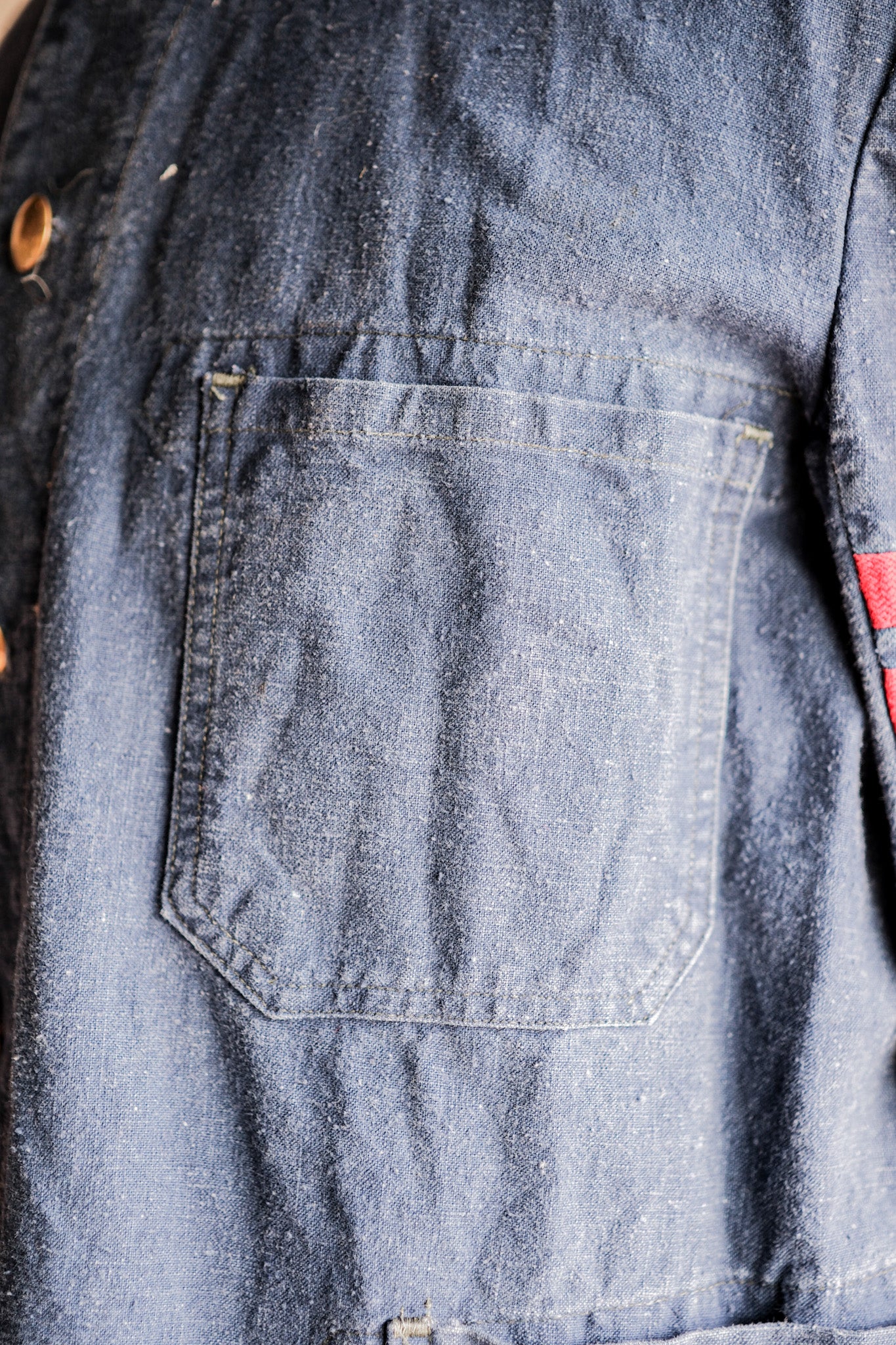 【~40's】German Vintage Indigo Linen Firefighter Jacket