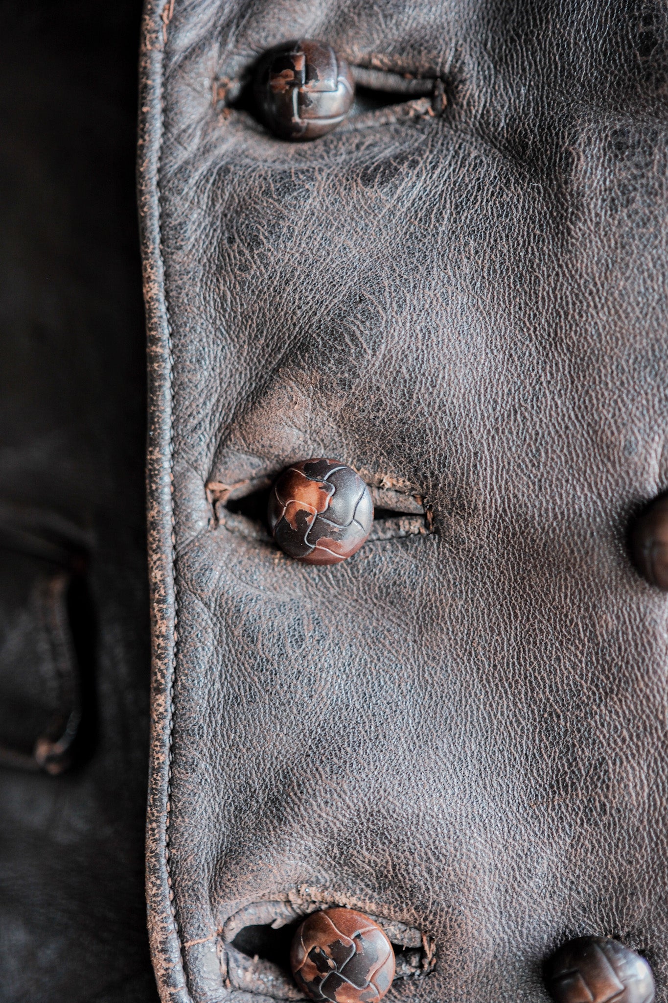 【~40's】German Vintage Double Breasted Motorcycle Leather Jacket
