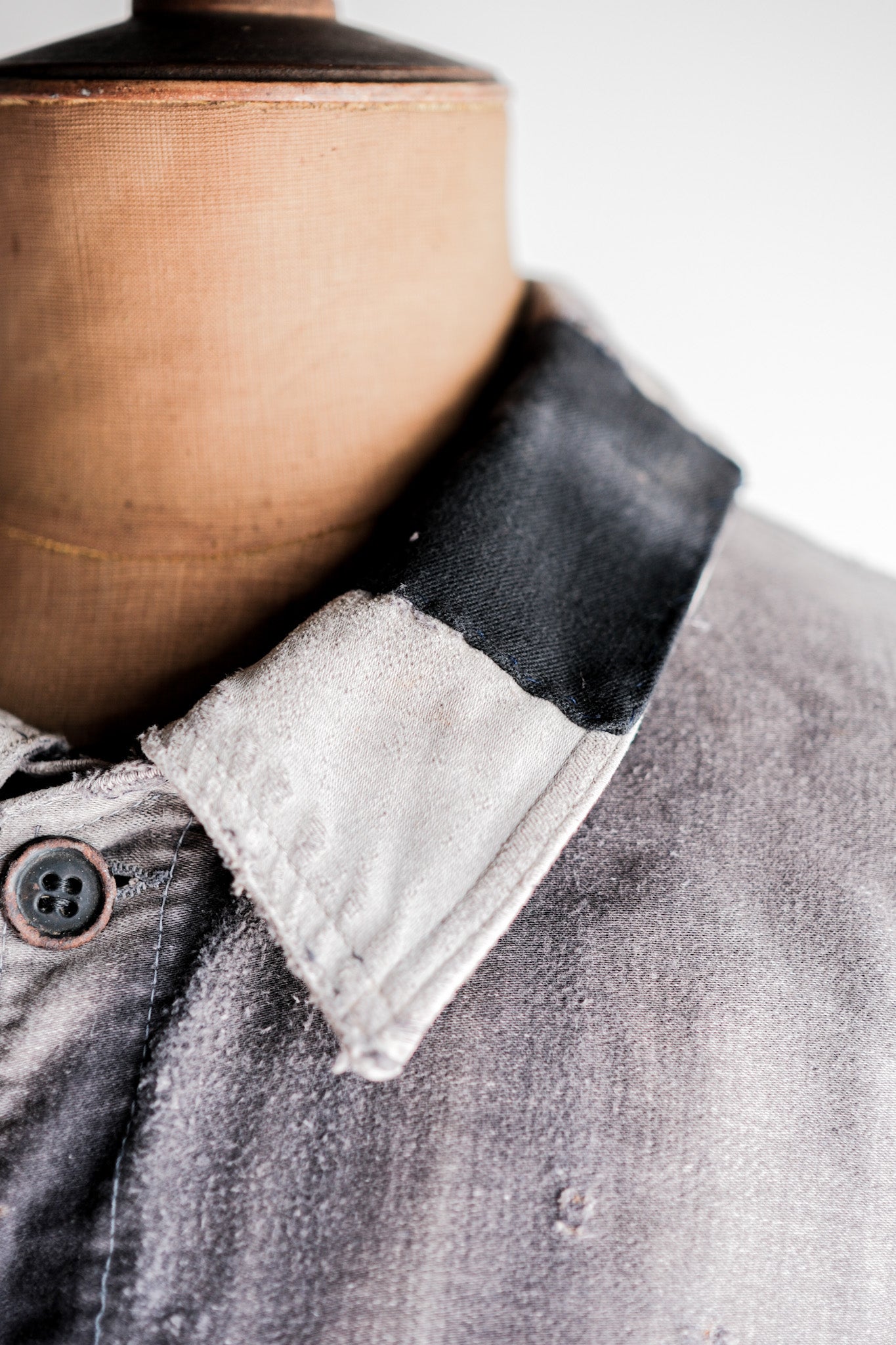 【~50's】French Vintage Black Moleskin Work Jacket "Patchwork"