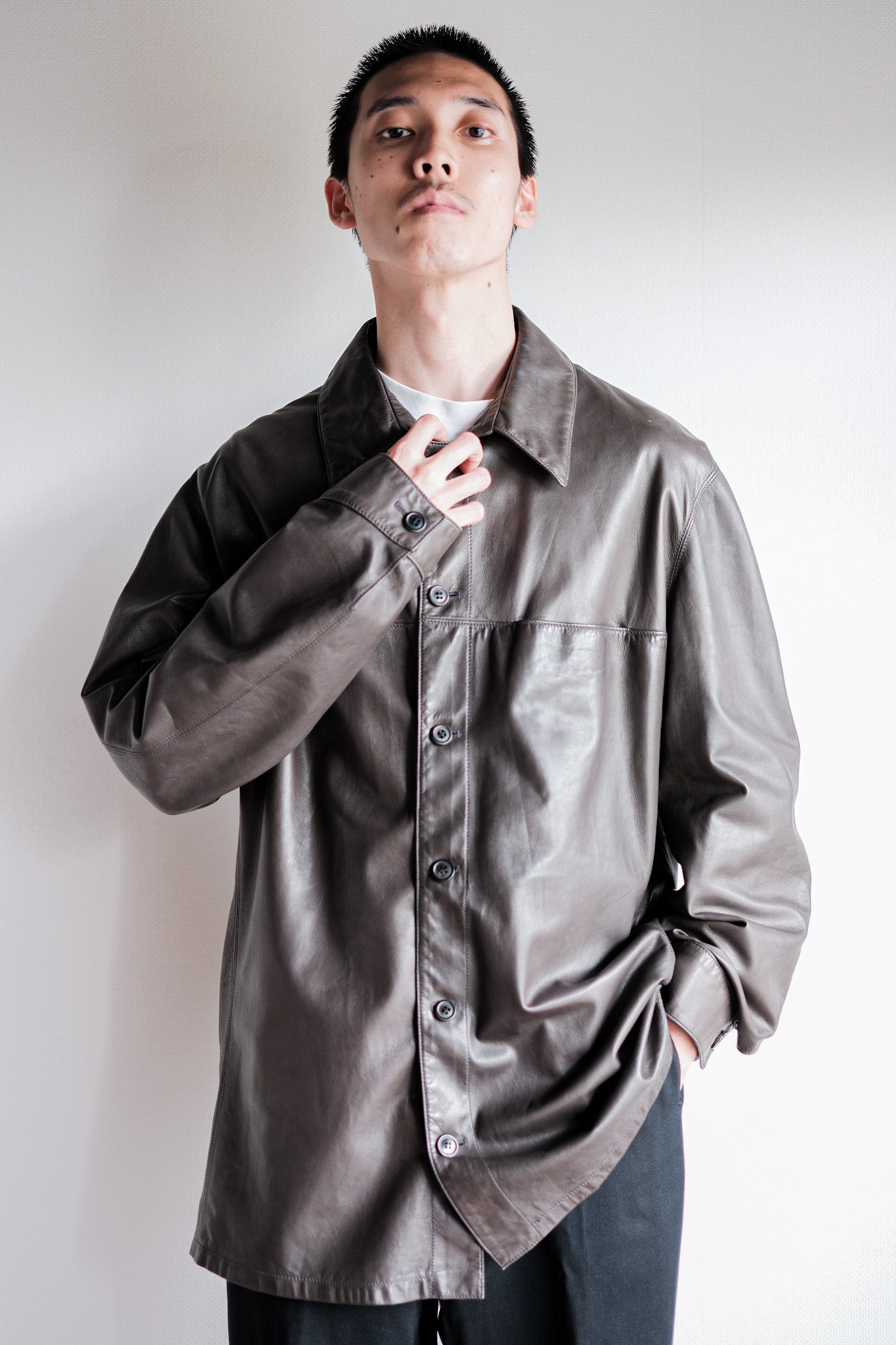 【~90's】Old SERAPHIN Lamb Leather Shirt Jacket Size.54