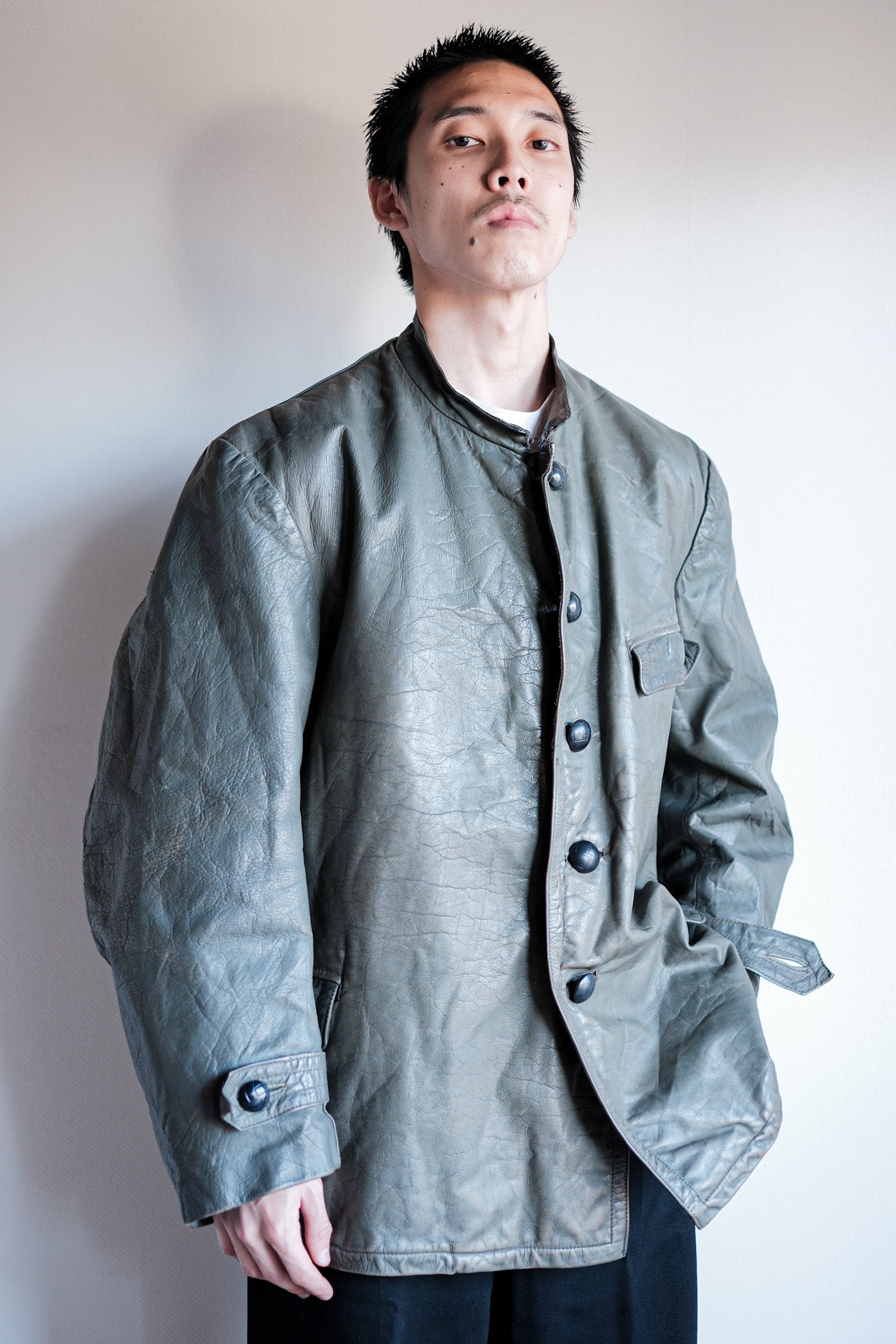 【~40's】WWⅡ+German+Navy+U-Boat+Crew+Gray+Leather+Jacket+"Kriegsmarine"