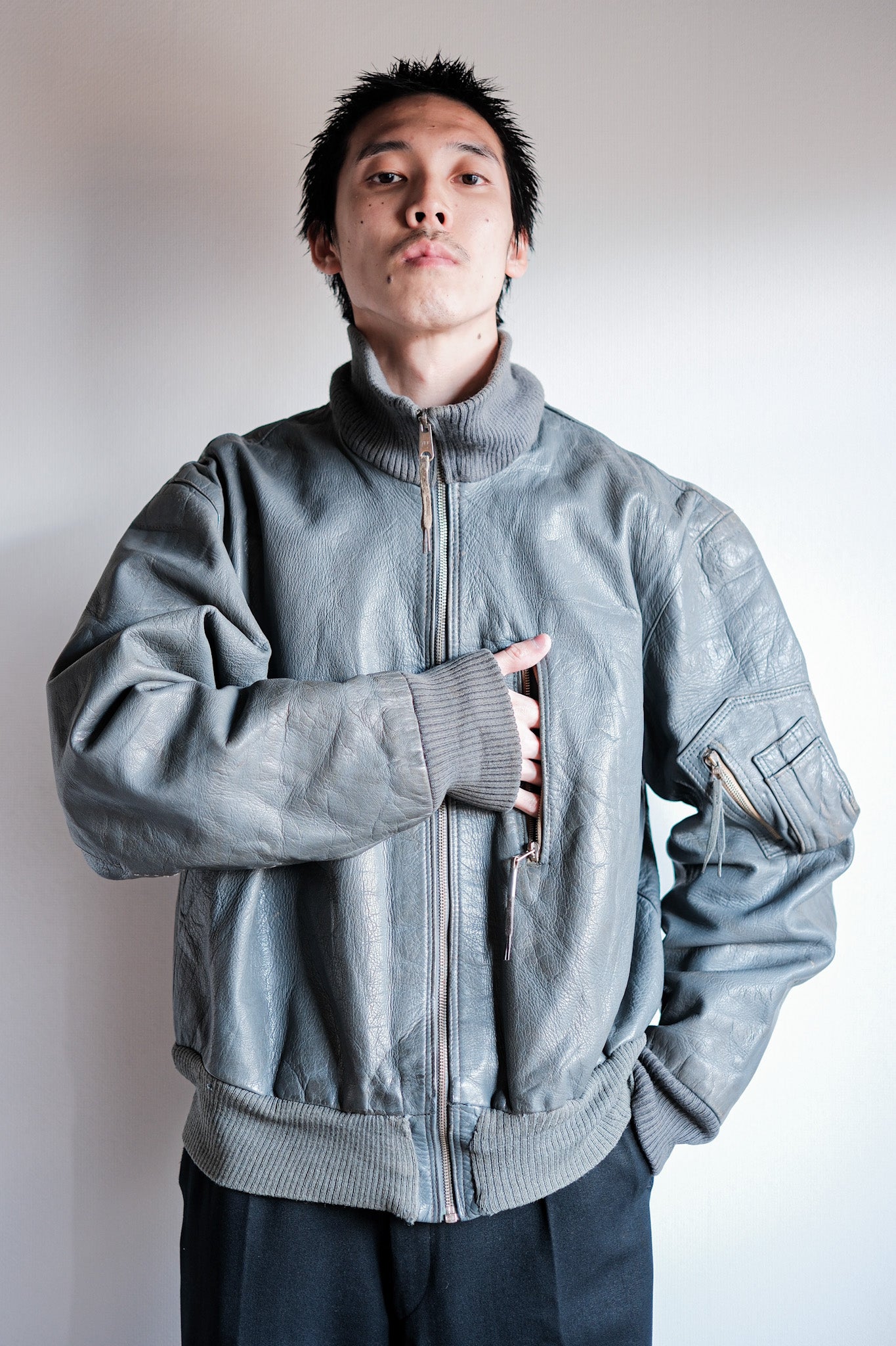 【~70’s】West German Air Force Pilot Leather Jacket Size.13