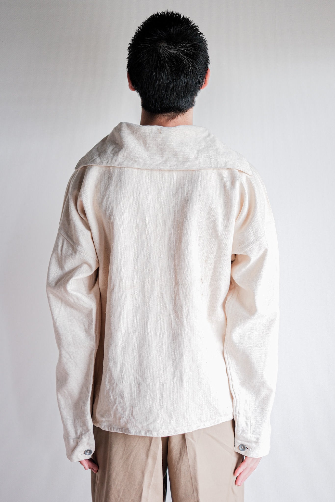 【~40's】German Navy Drillich HBT Linen Sailor Smock "KM"