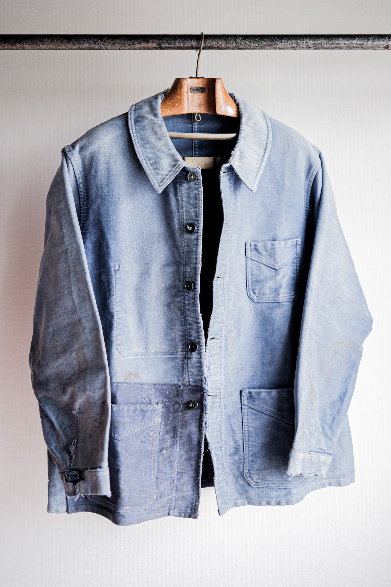 【~40's】French Vintage Blue Moleskin Work Jacket