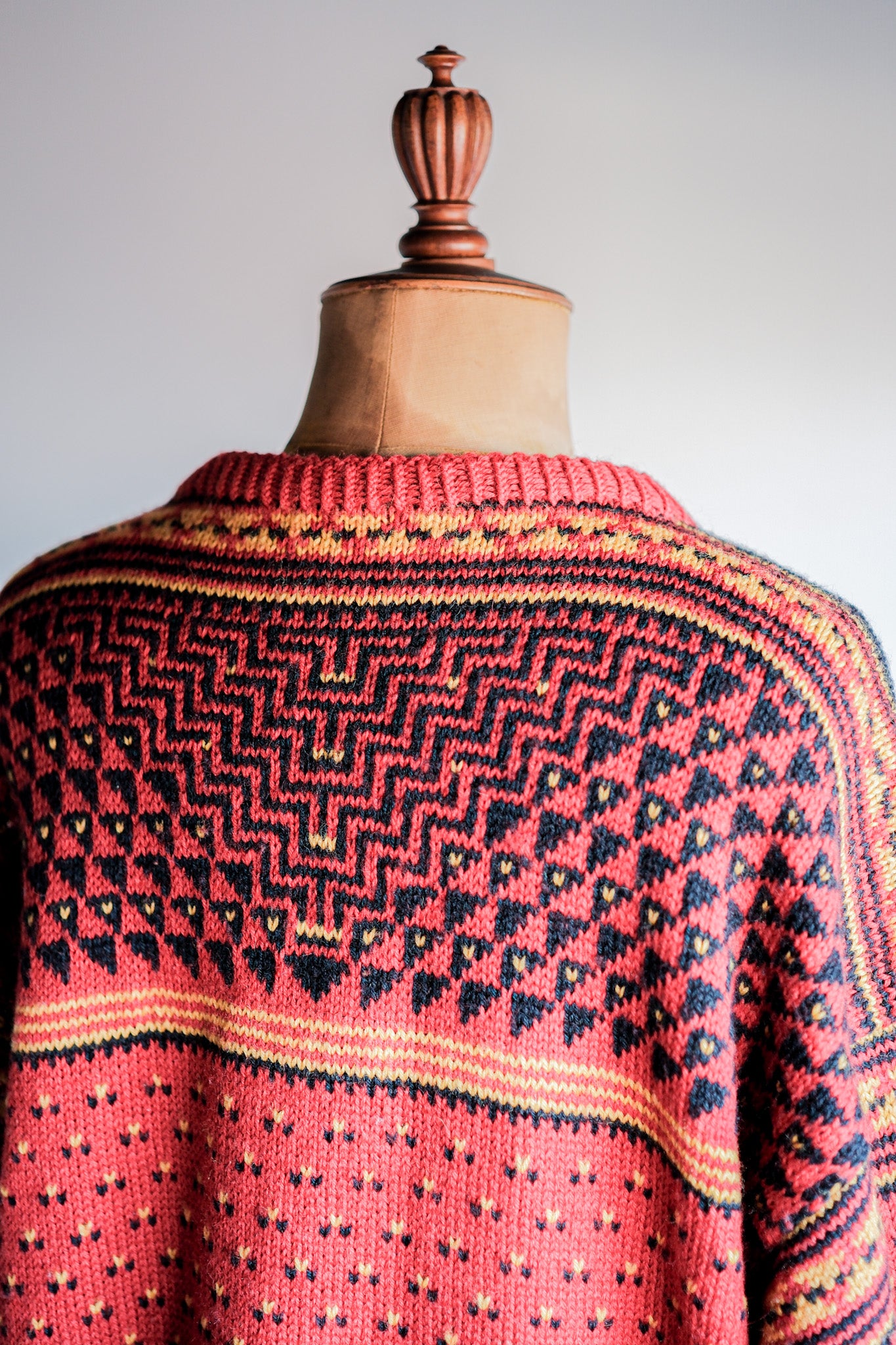 【~60's】British Vintage Fisherman Crew Neck Wool Jumper "Handmade"