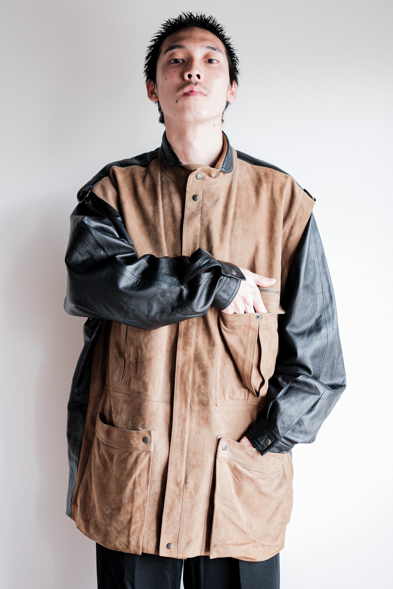 【~70’s】Old GUCCI 2 Tone Leather Jacket Size.50