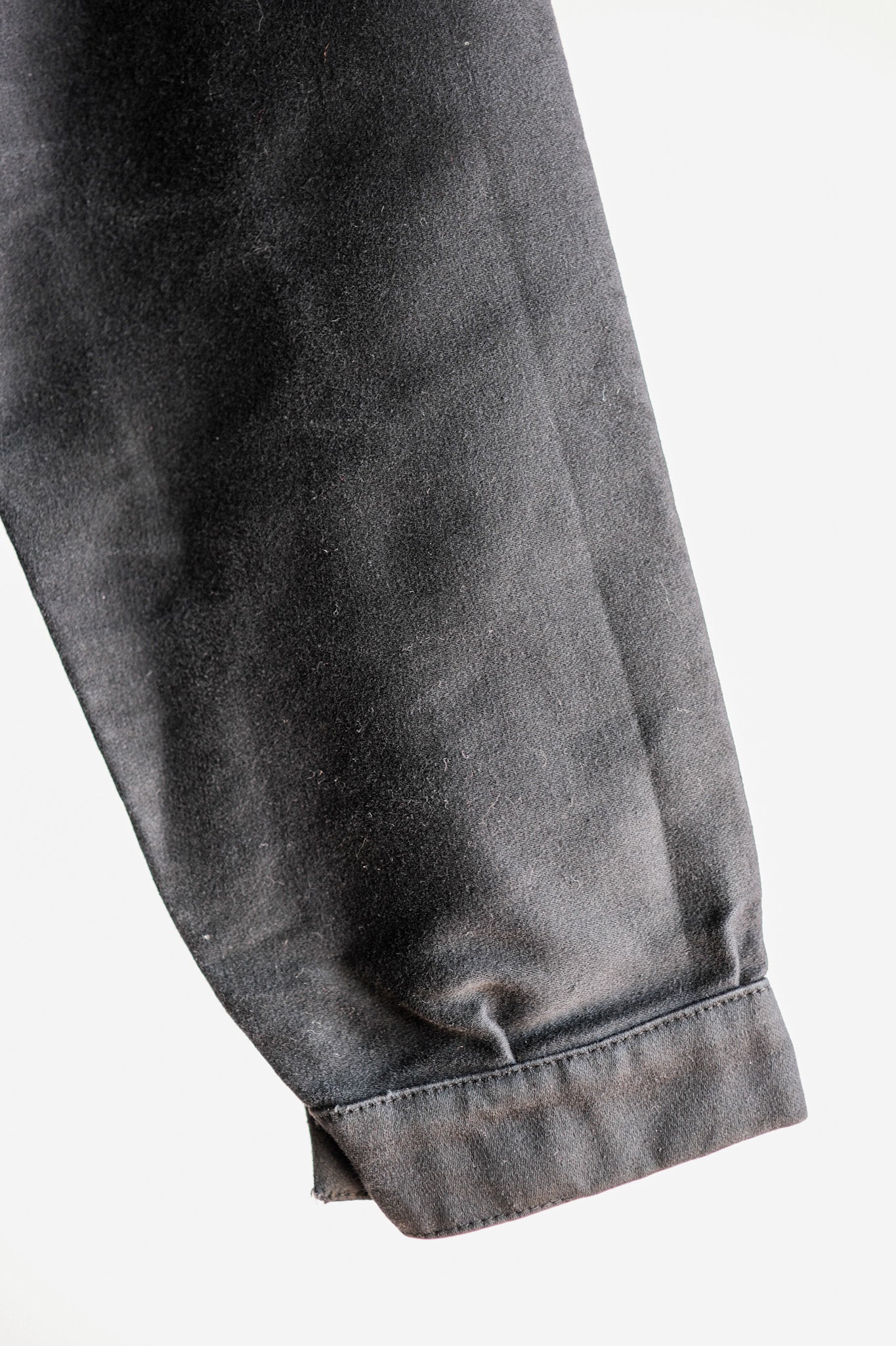 【~60's】French Vintage Black Moleskin Work Jacket "Le Mont St. Michel"