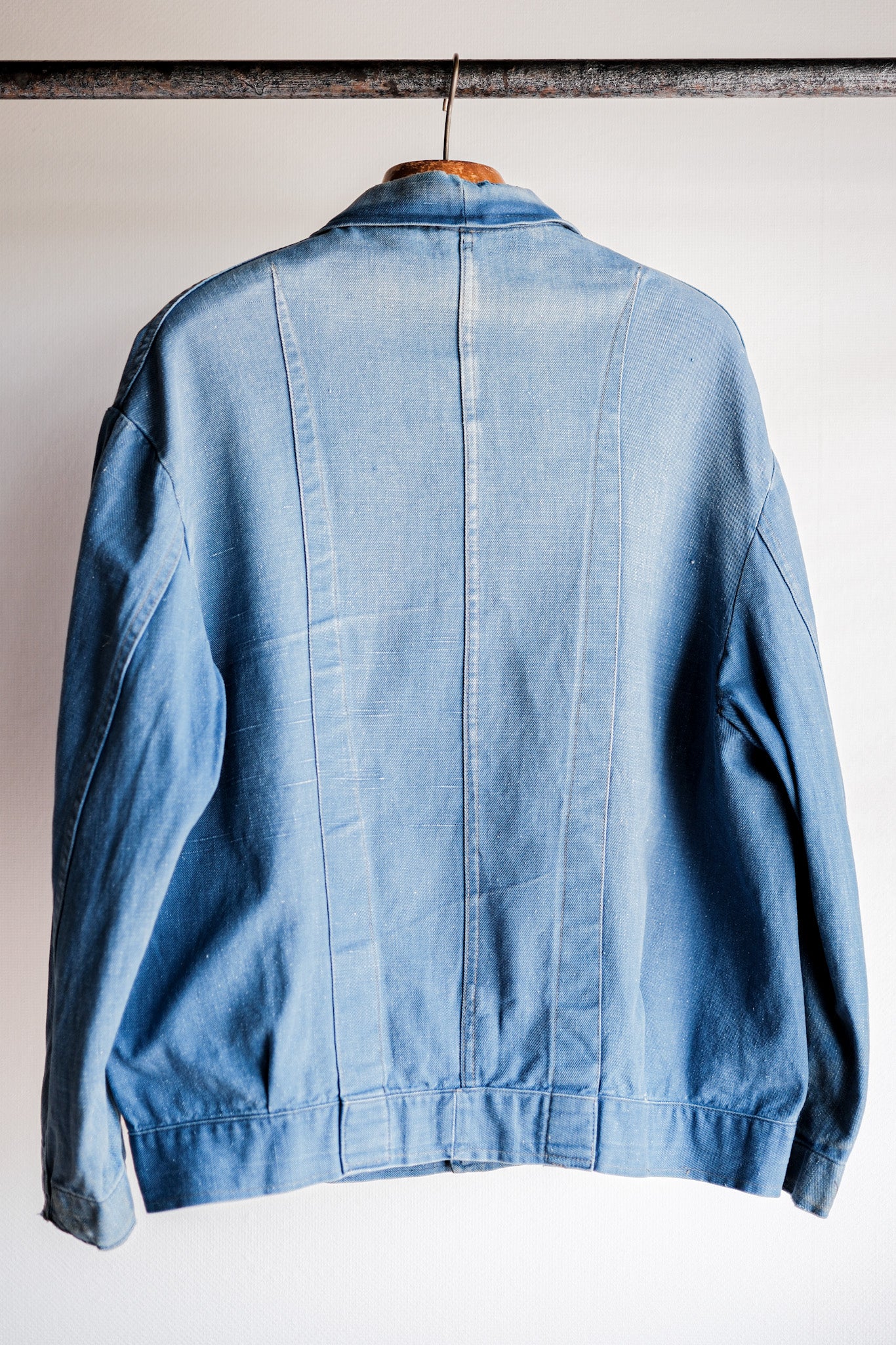 【~40's】French Vintage Indigo Cotton Linen Twill Work Jacket