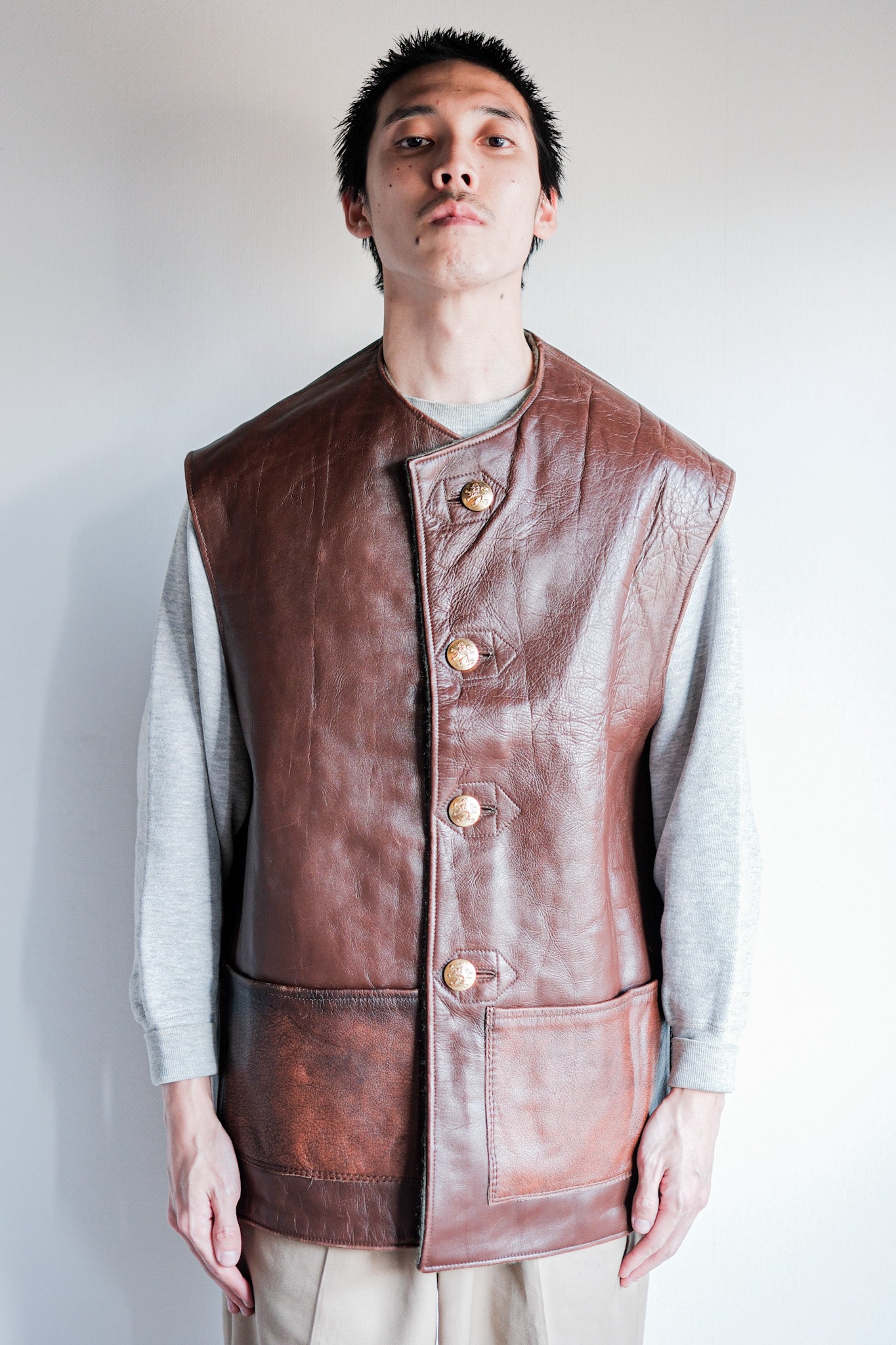 【~50's】Belgium Army Jerkin Leather Vest