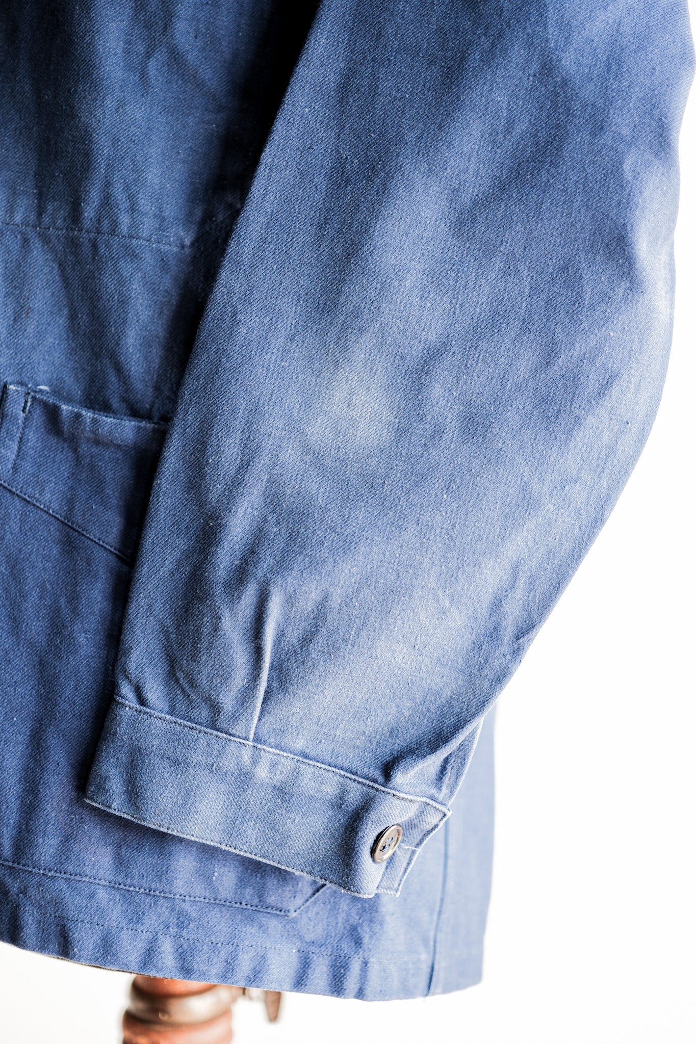 【~50's】French Army Blue Cotton Linen Twill Work Jacket