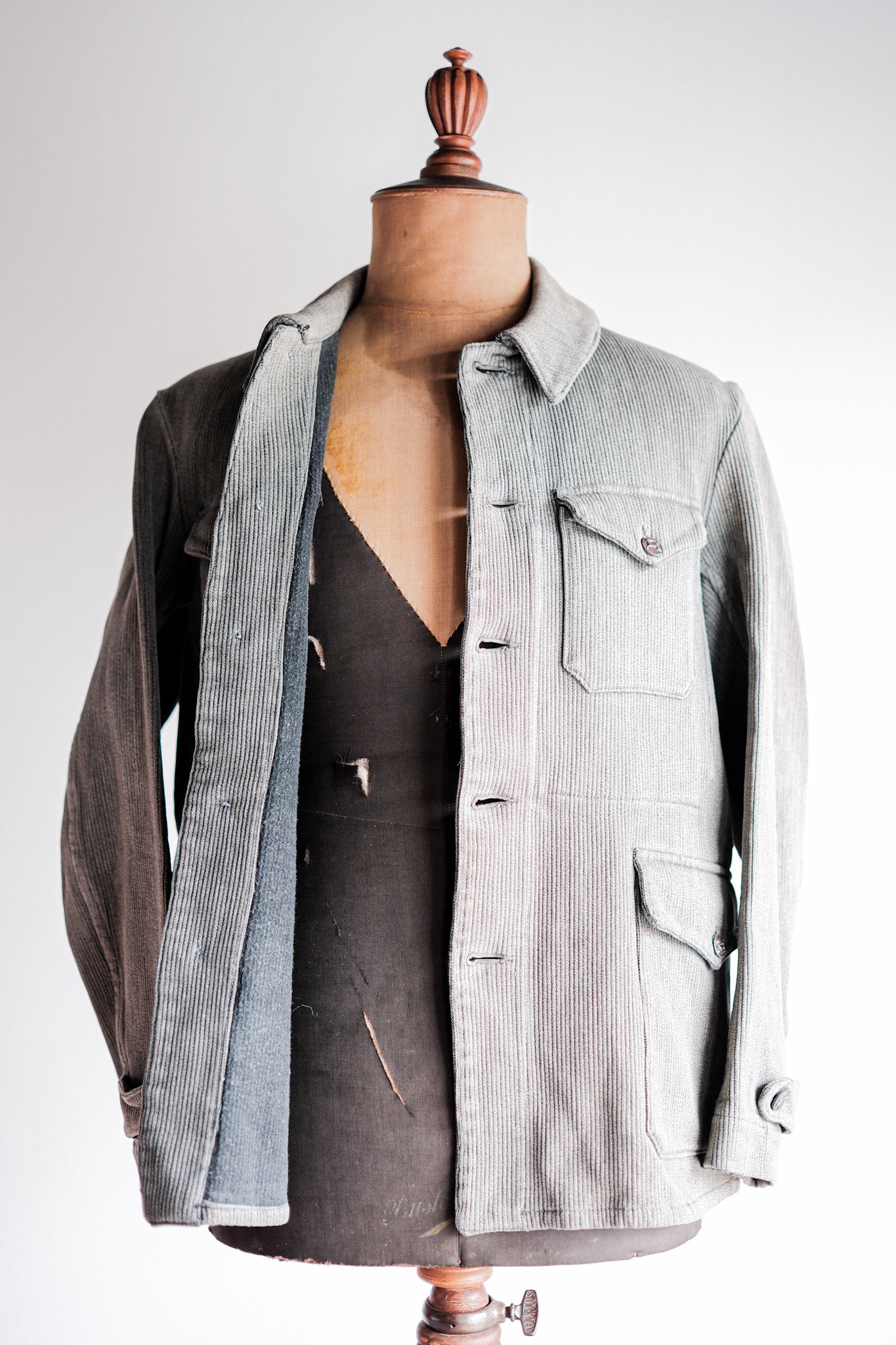 【~50's】French Vintage Gray Cotton Pique Hunting Jacket