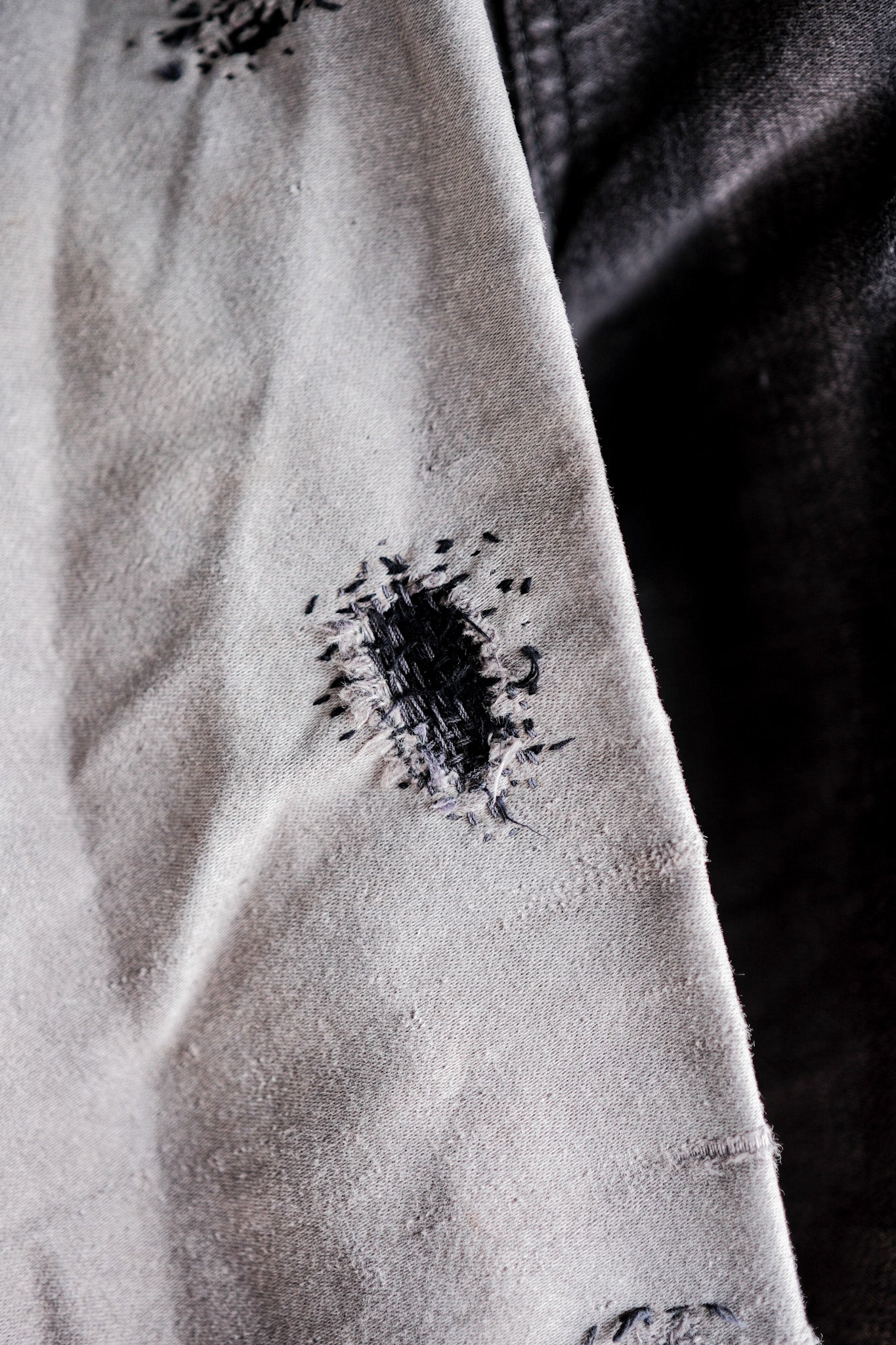 【~50's】French Vintage Black Moleskin Work Jacket "Patchwork"