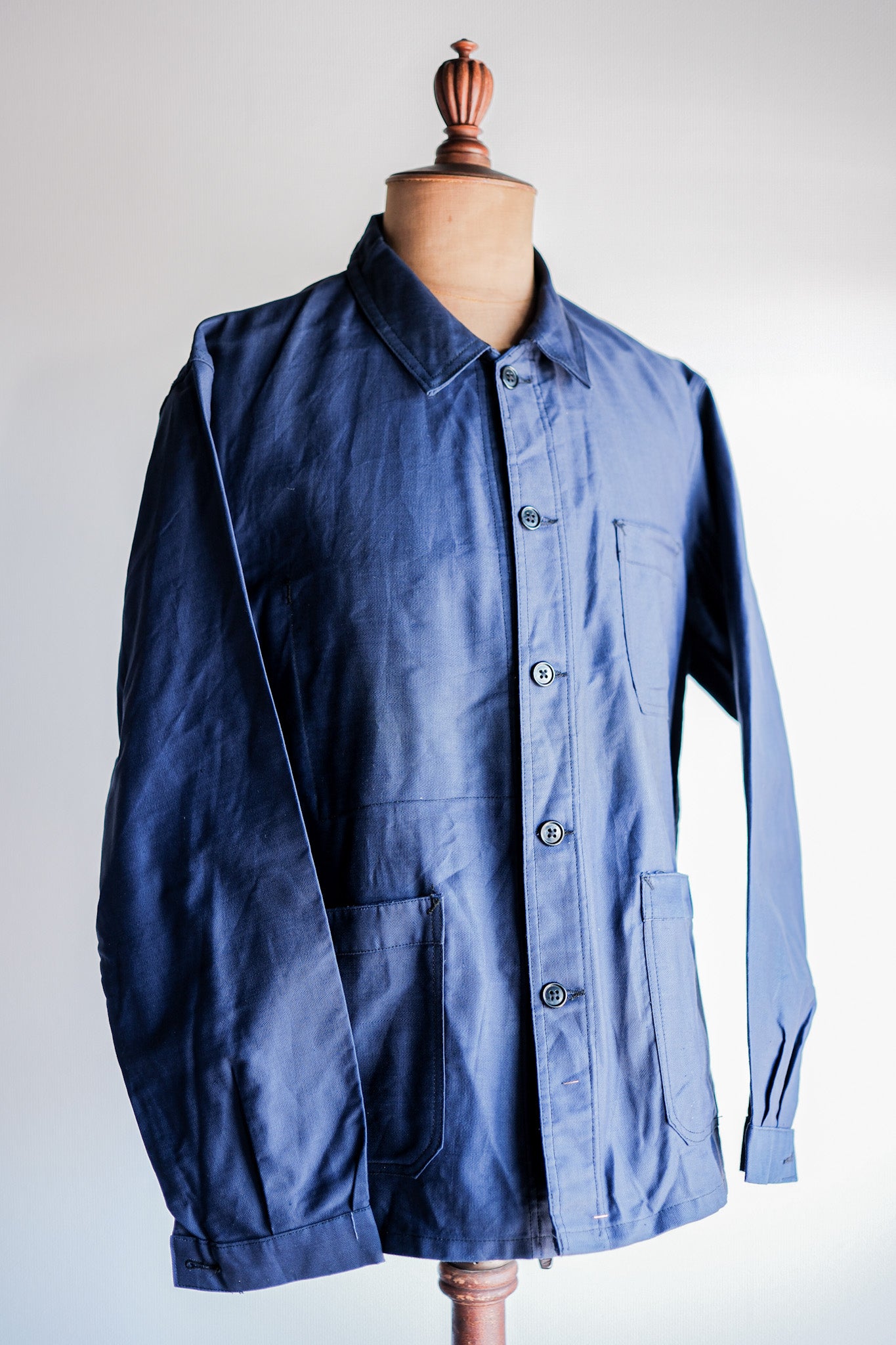 【~50's】French Vintage Blue Thin Twill Work Jacket "Vulcain" "Dead Stock"