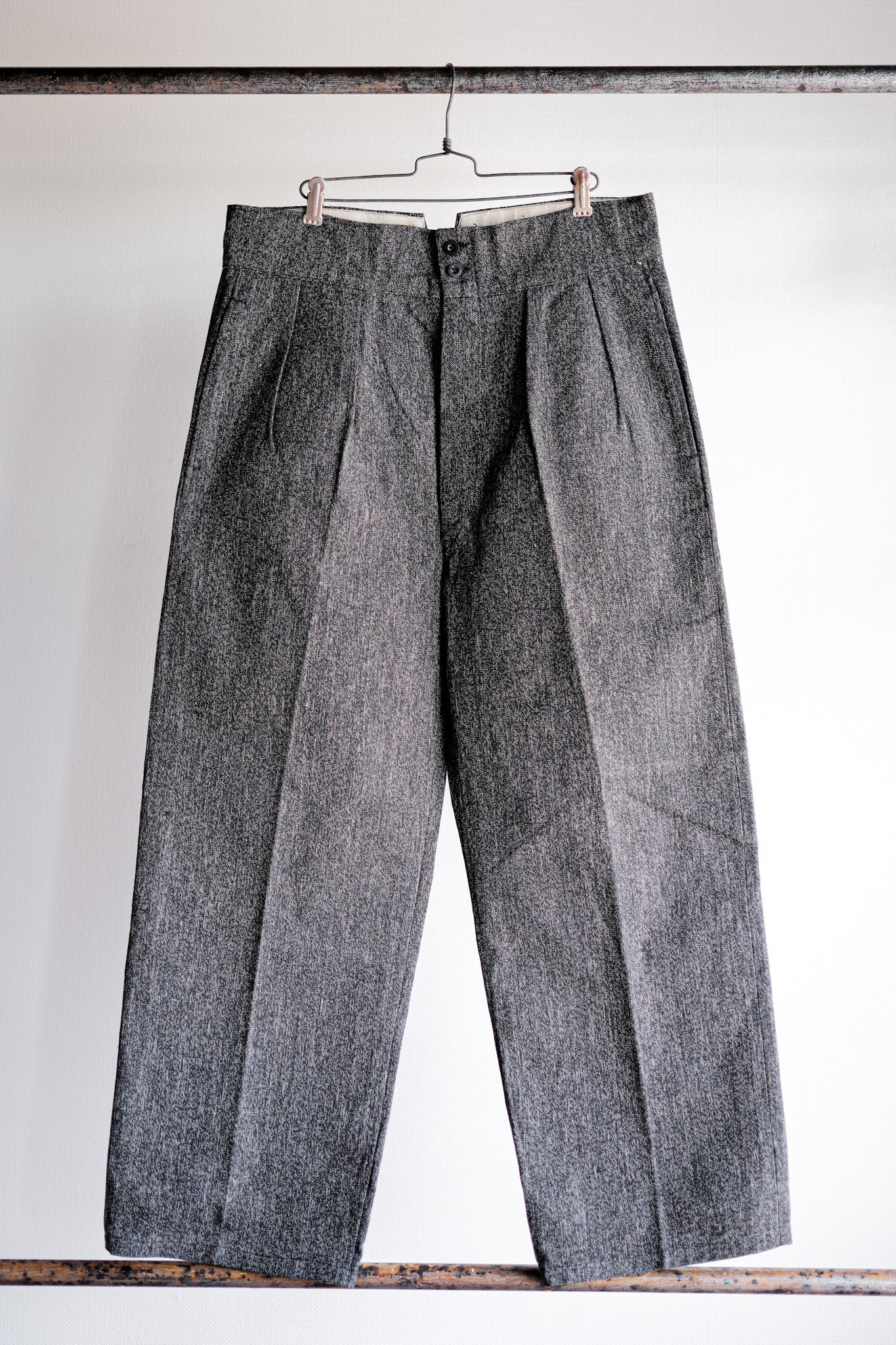 【~30's】French Vintage Black Chambray Work Pants “Dead Stock”