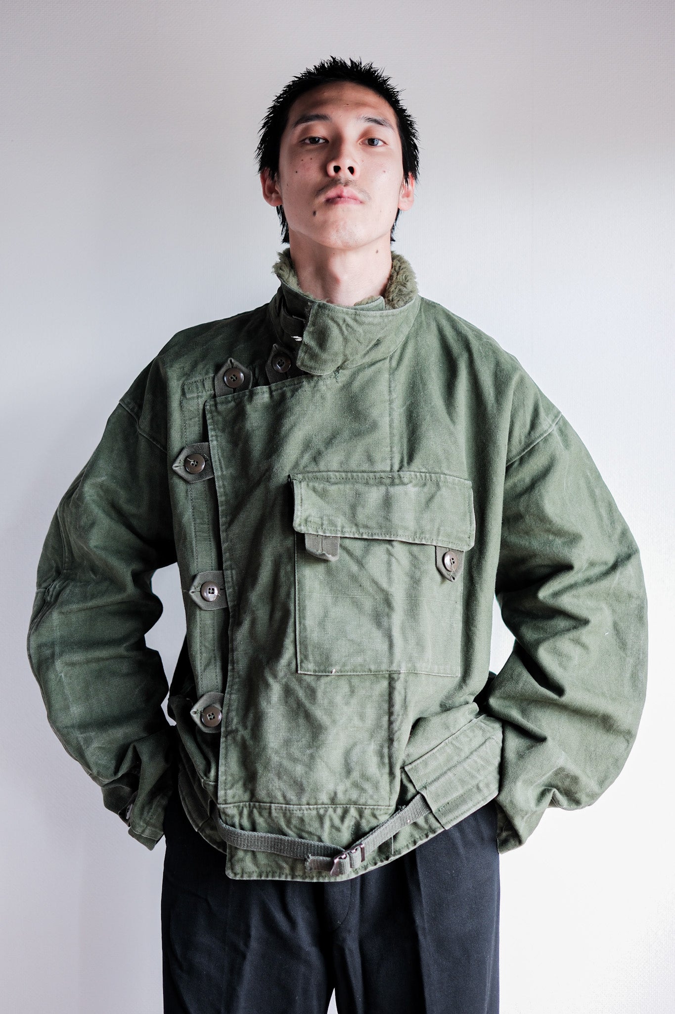 【~60's】Swedish Army Dispatch Rider Motorcycle Jacket Size.C56