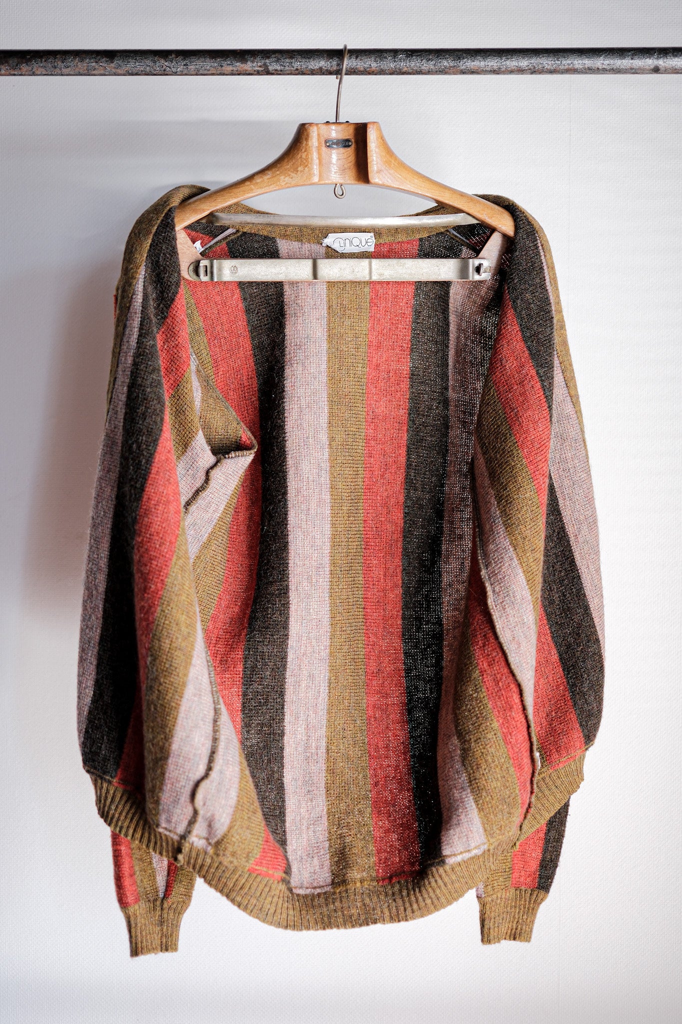 【~80's】Italian Vintage Wool Mix Multi Striped Cardigan