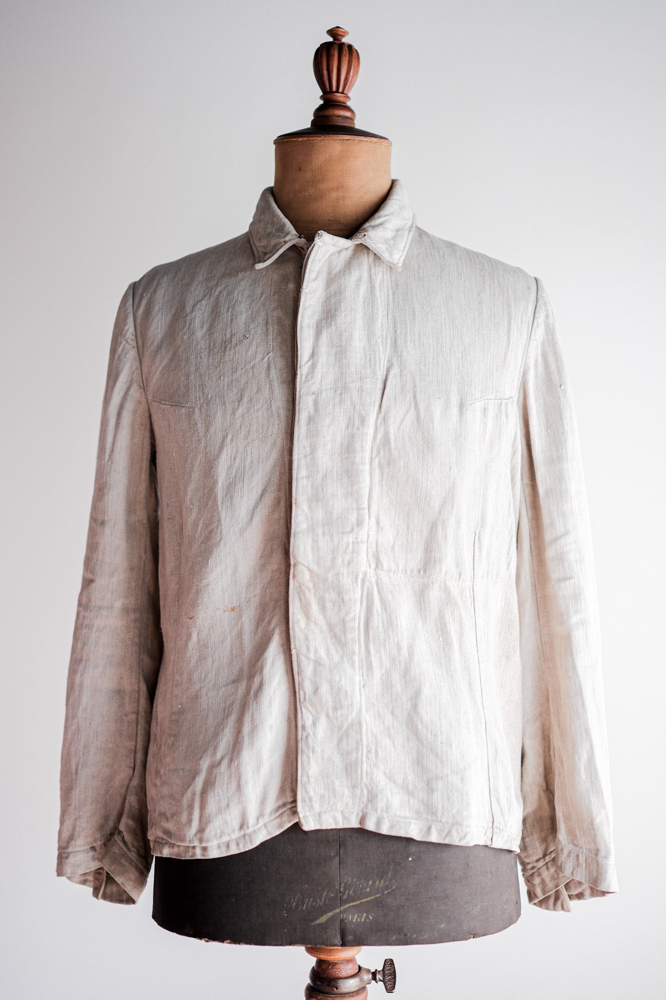 【~40's】German Air Force Drillich HBT Linen Jacket With Chin Strap "Luftwaffe"