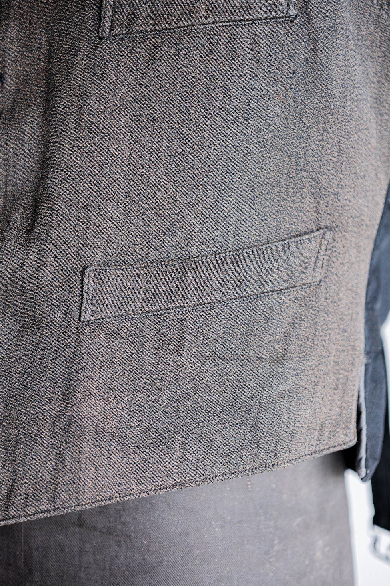 【~50's】French Vintage Brown Salt & Pepper Cotton Work Gilet