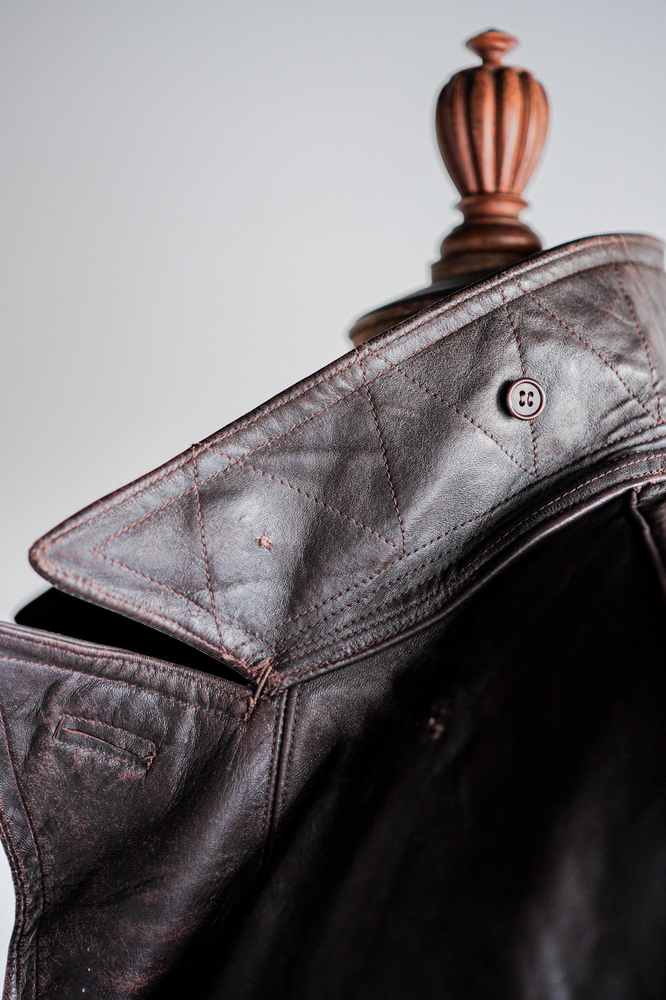 【~50's】French Army Motorcycle Leather Jacket Size.B2