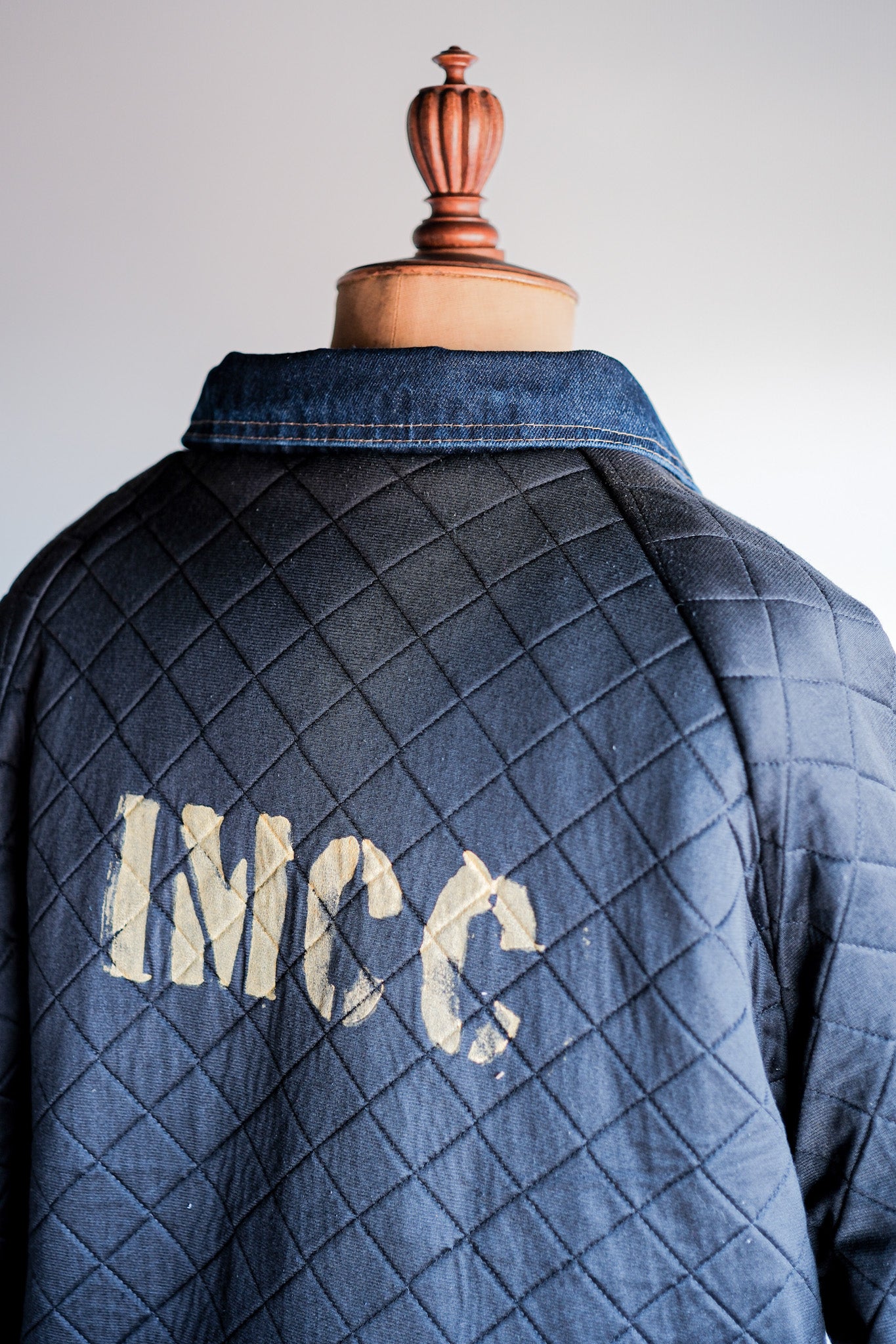 【~80's】American Vintage Raglan Sleeves Padded Denim Jacket Size.54