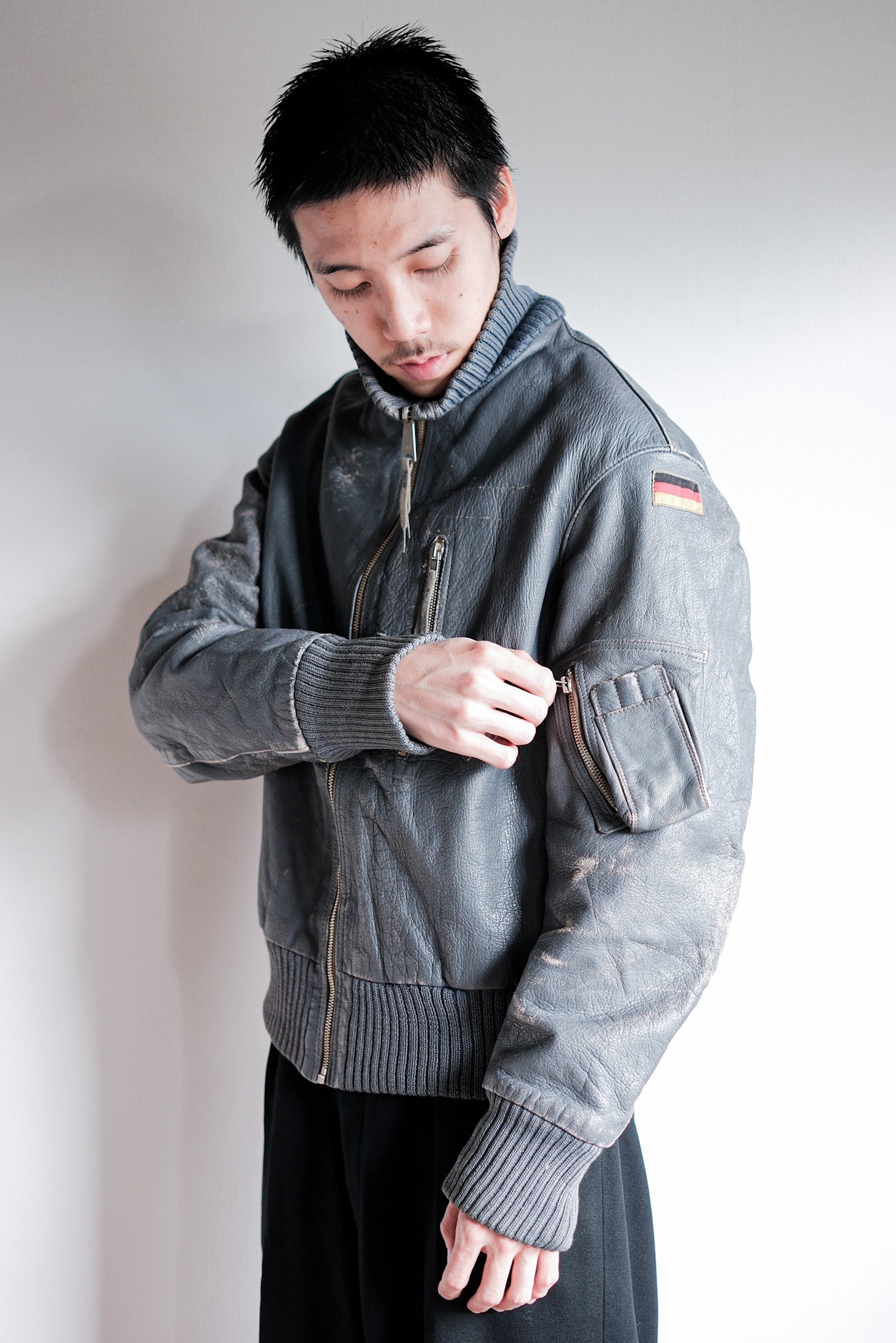 【~70’s】West German Air Force Pilot Leather Jacket Size.3