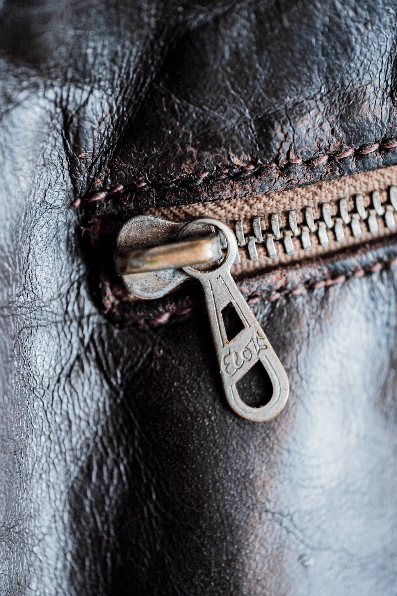 【~40's】German Vintage Double Breasted Motorcycle Leather Jacket