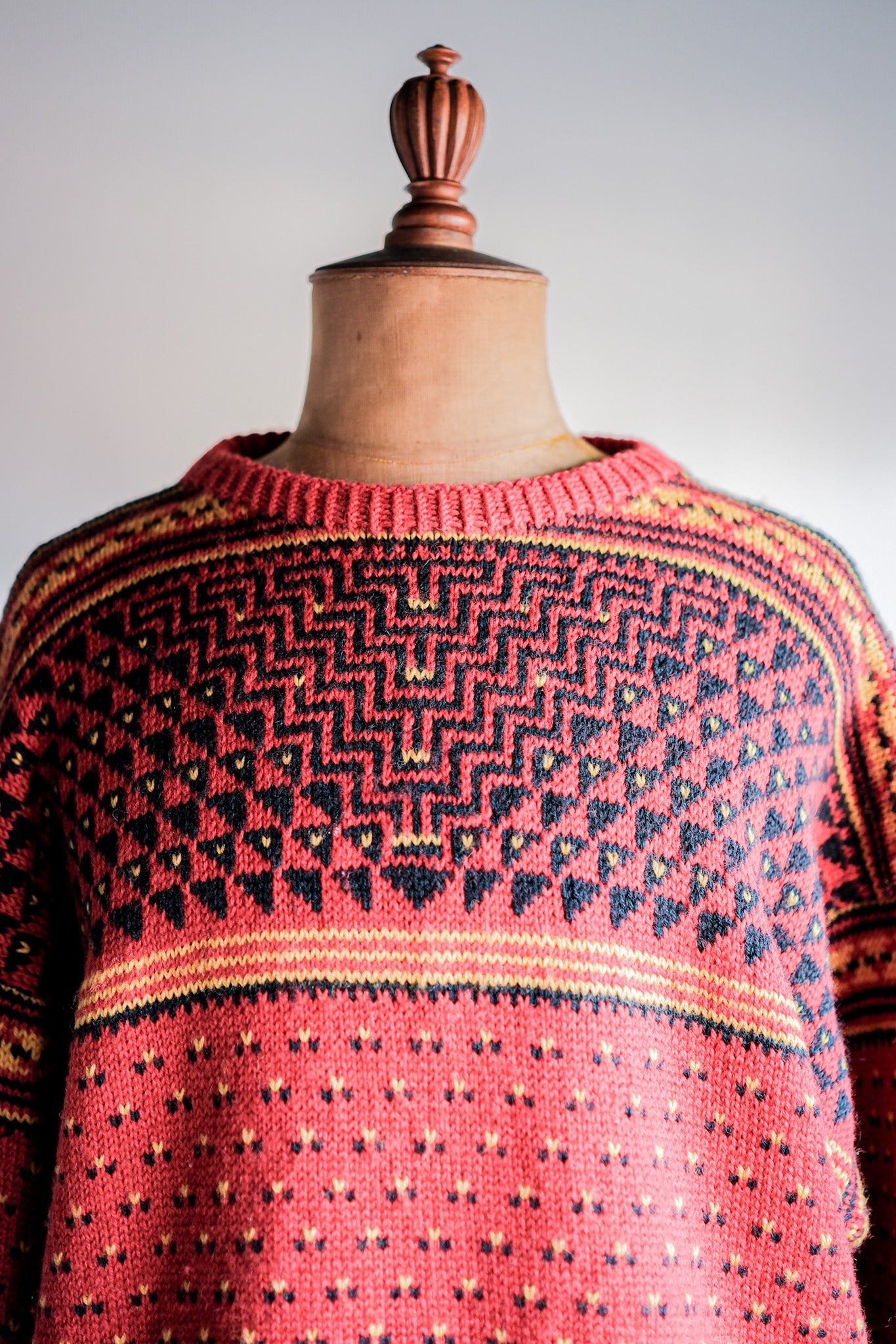 【~60's】British Vintage Fisherman Crew Neck Wool Jumper "Handmade"