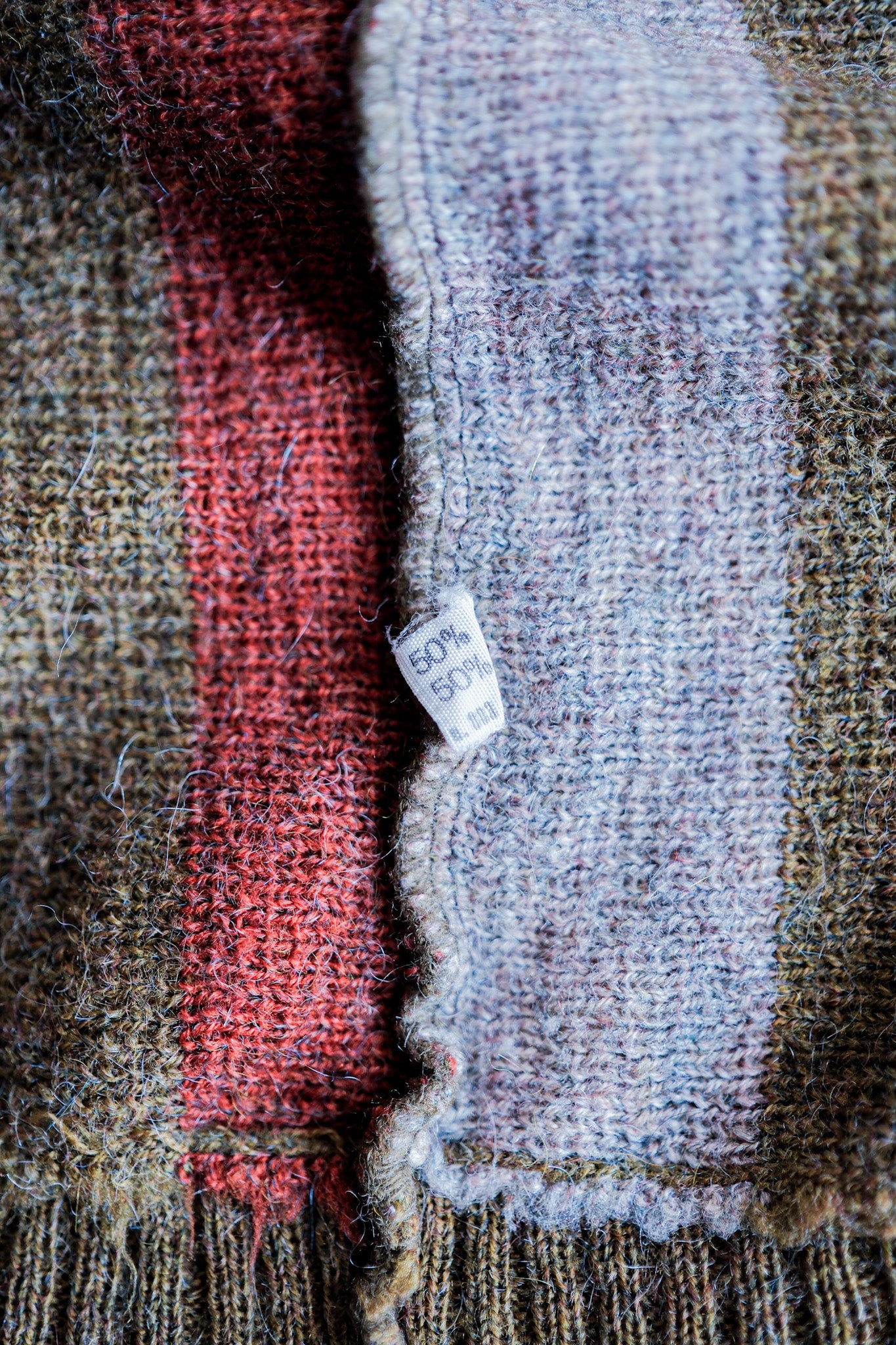 【~80's】Italian Vintage Wool Mix Multi Striped Cardigan