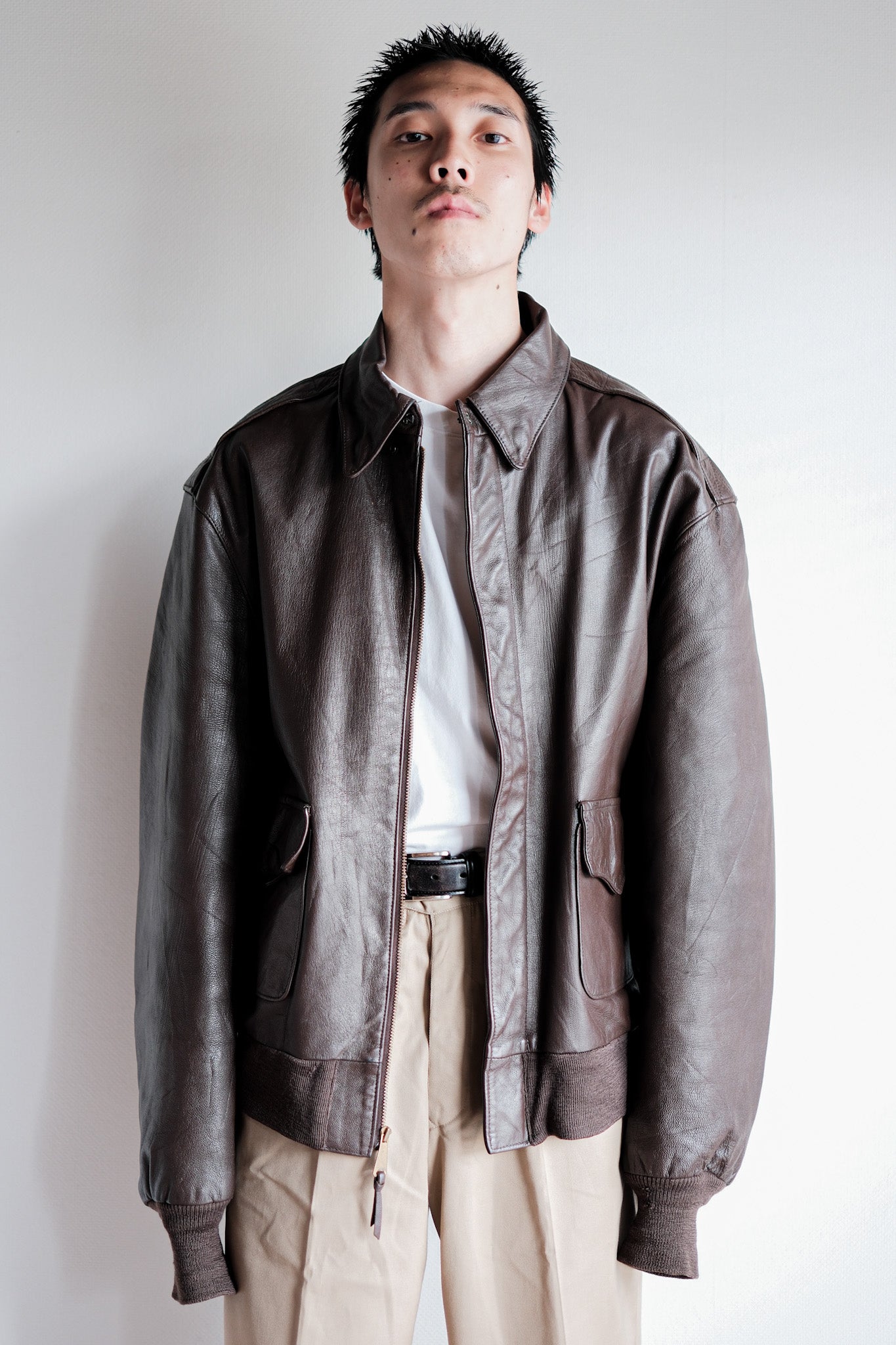【~80's】Willis&Geiger A-2 Type Leather Flight Jacket Size.44 "Made in U.S.A."