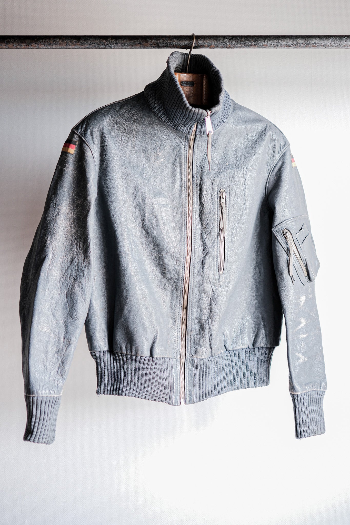 【~70’s】West German Air Force Pilot Leather Jacket Size.3