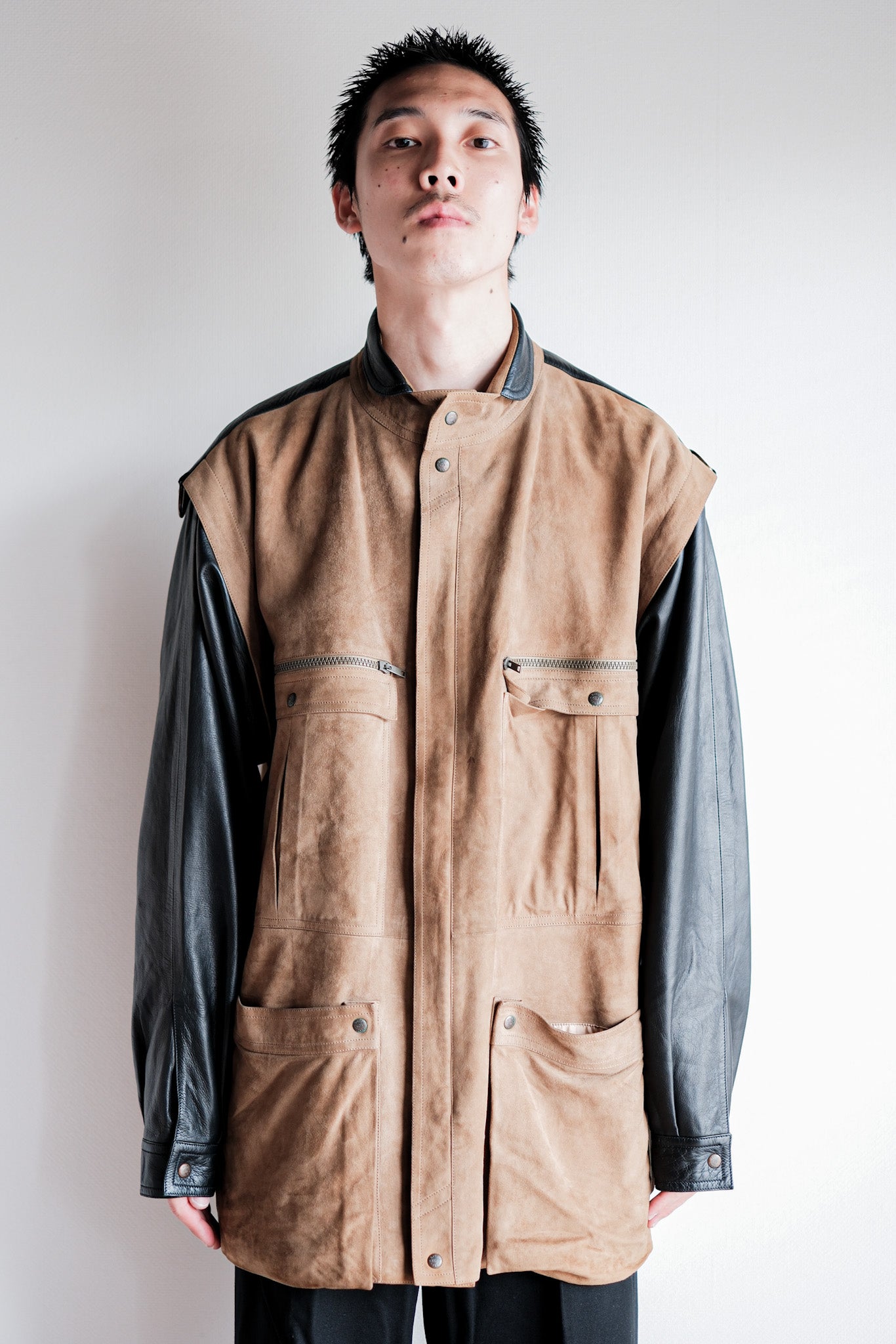 【~70’s】Old GUCCI 2 Tone Leather Jacket Size.50