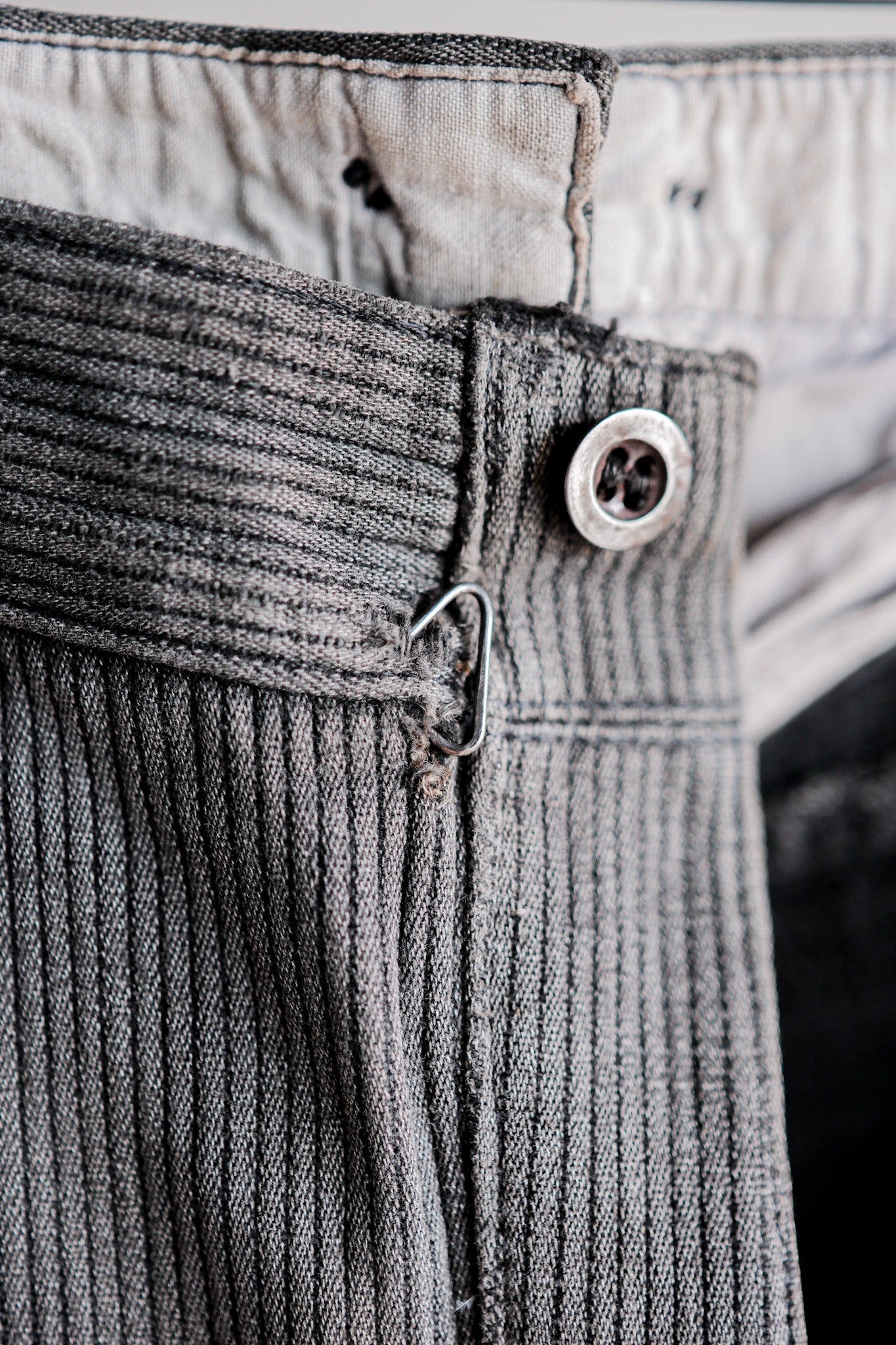 【~40's】French Vintage Gray Cotton Pique Work Pants "Patchwork"