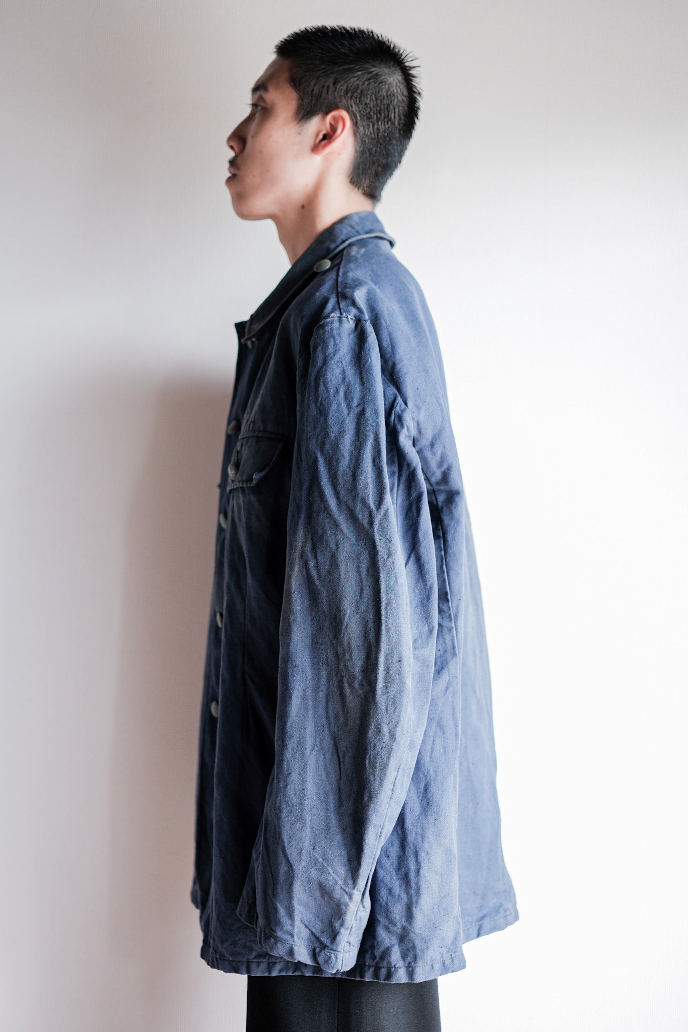 【~40's】German Navy Drillich Indigo Cotton Jacket "Kriegsmarine"