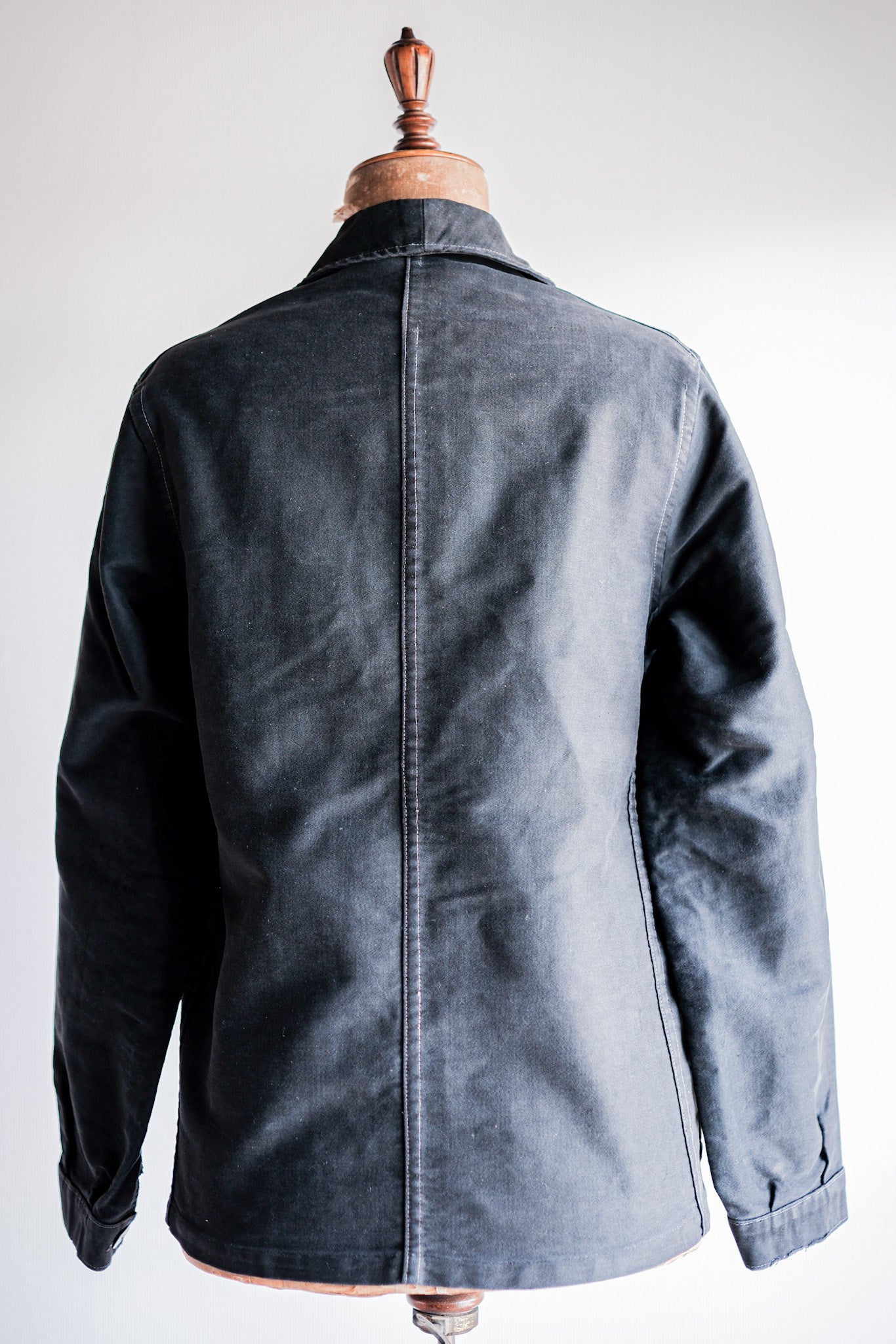 【~40's】French Vintage Black Moleskin Work Jacket "Unusual Pocket"