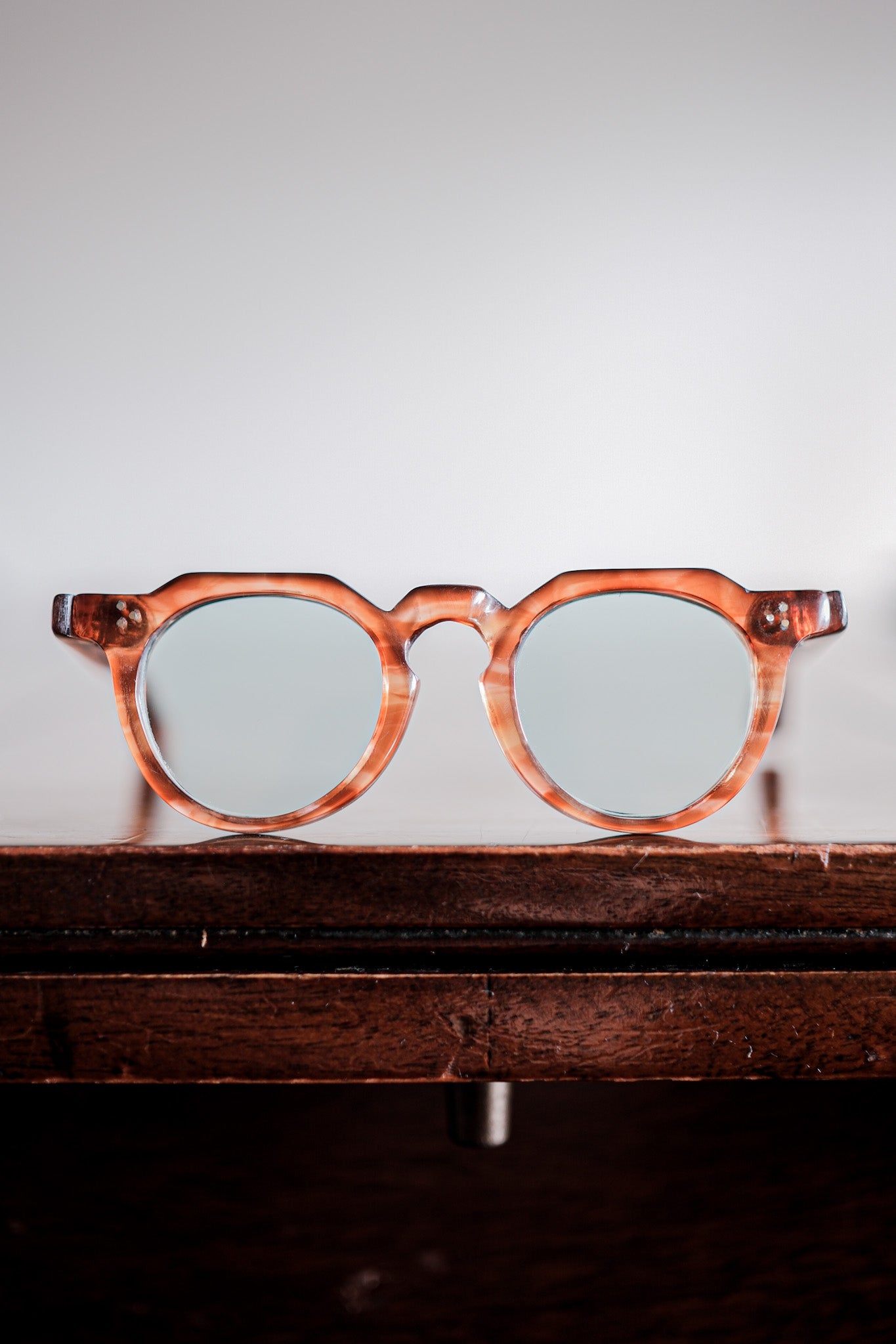 【~40’s】French Vintage Crown Panto Celluloid Frame "3 Dots"
