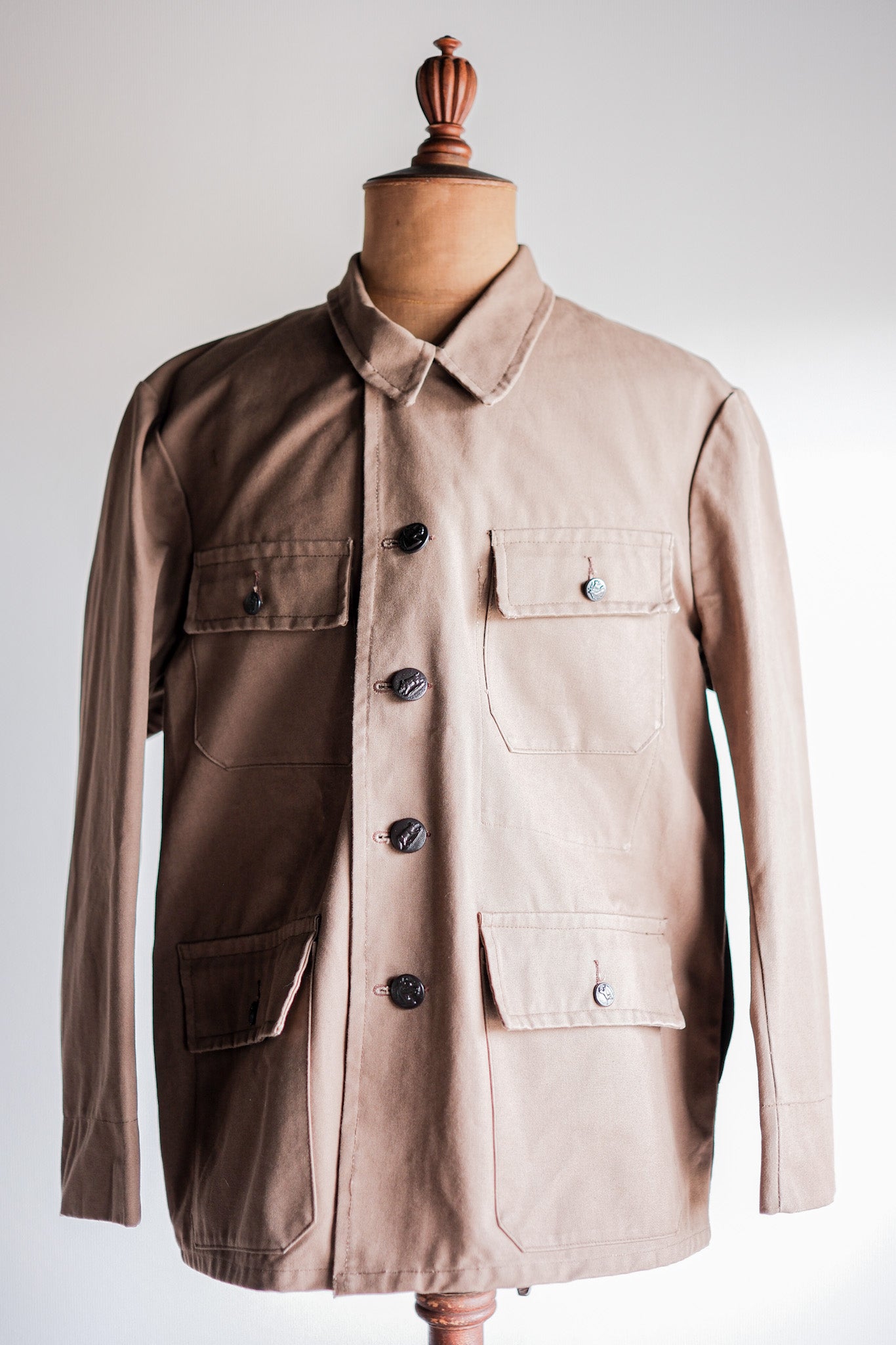 50's] French Vintage Cotton Linen Canvas Hunting Jacket 