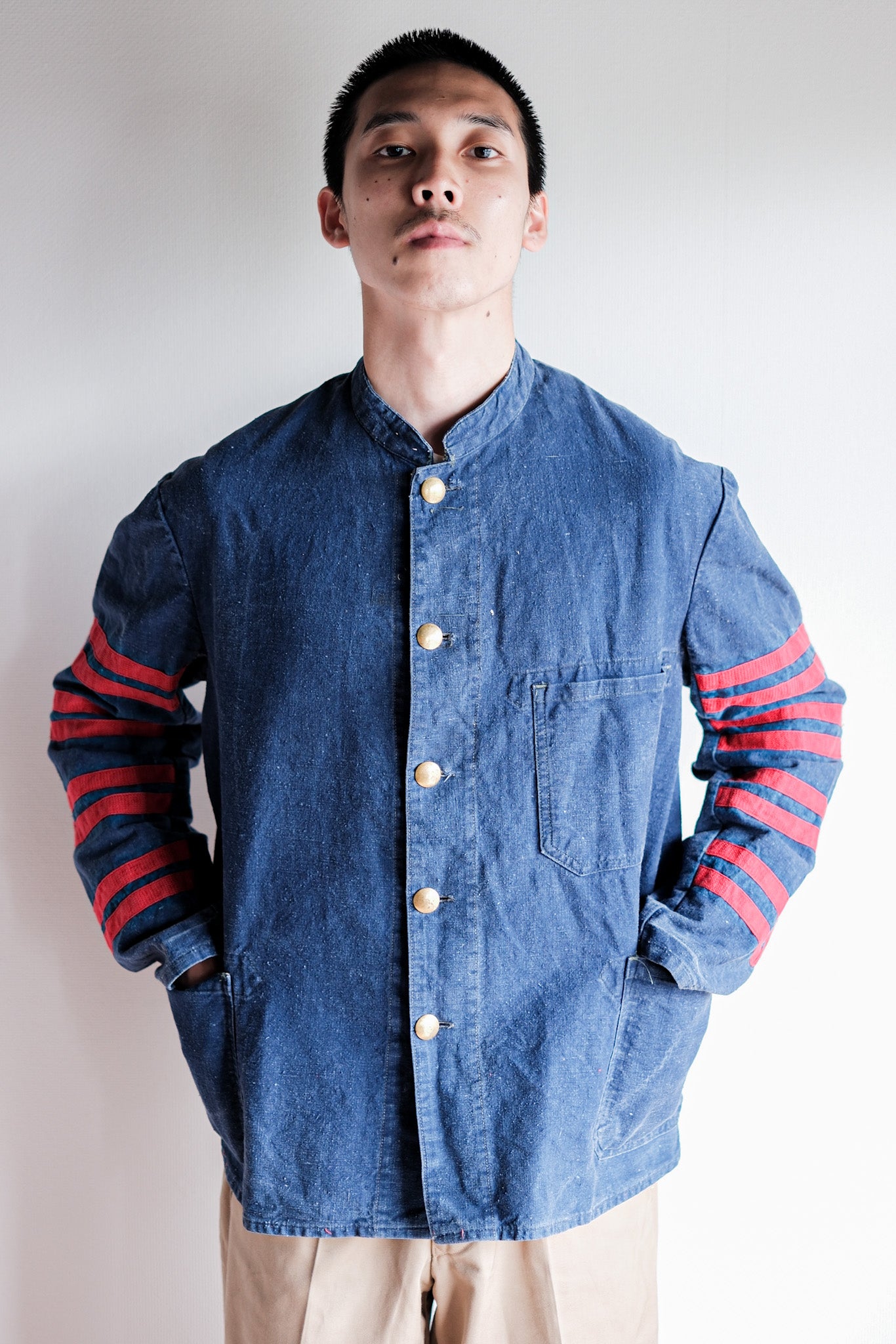 【~40's】German Vintage Indigo Linen Firefighter Jacket