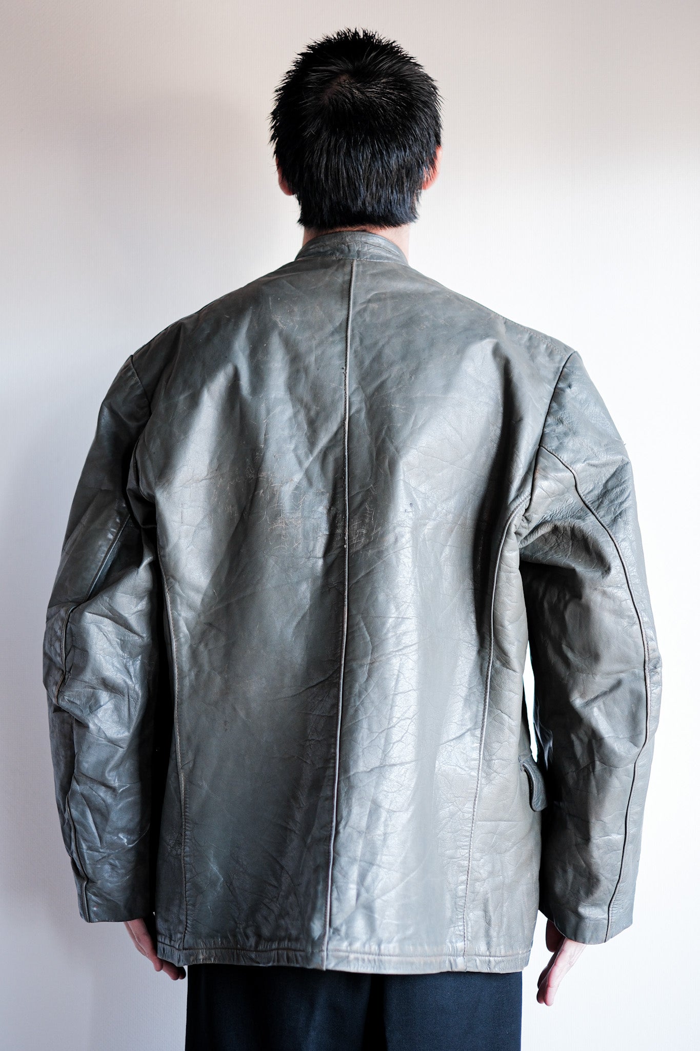 【~40's】WWⅡ+German+Navy+U-Boat+Crew+Gray+Leather+Jacket+"Kriegsmarine"