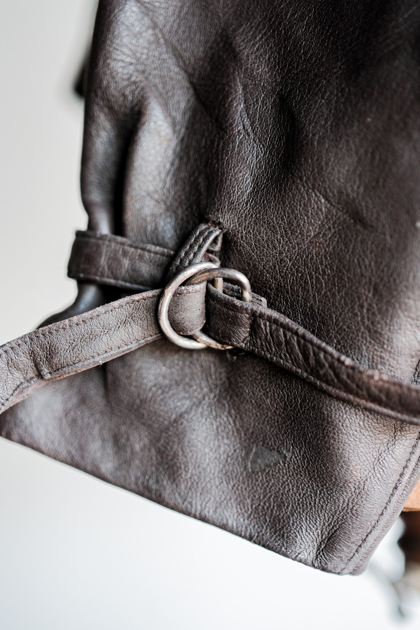 【~40’s】French Vintage Brown Leather Cyclist Jacket "Modified"