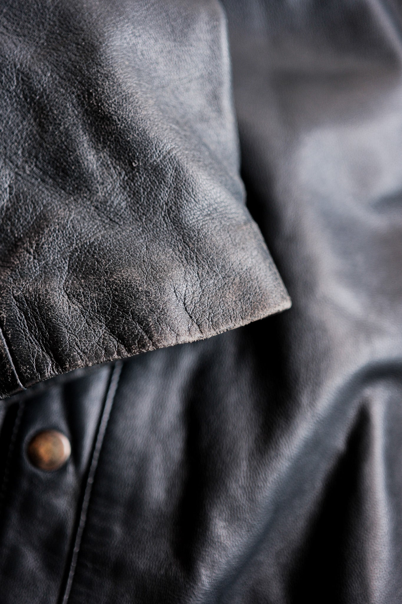 【~70's】French Air Force Pilot Leather Jacket With Chin Strap Size.100L